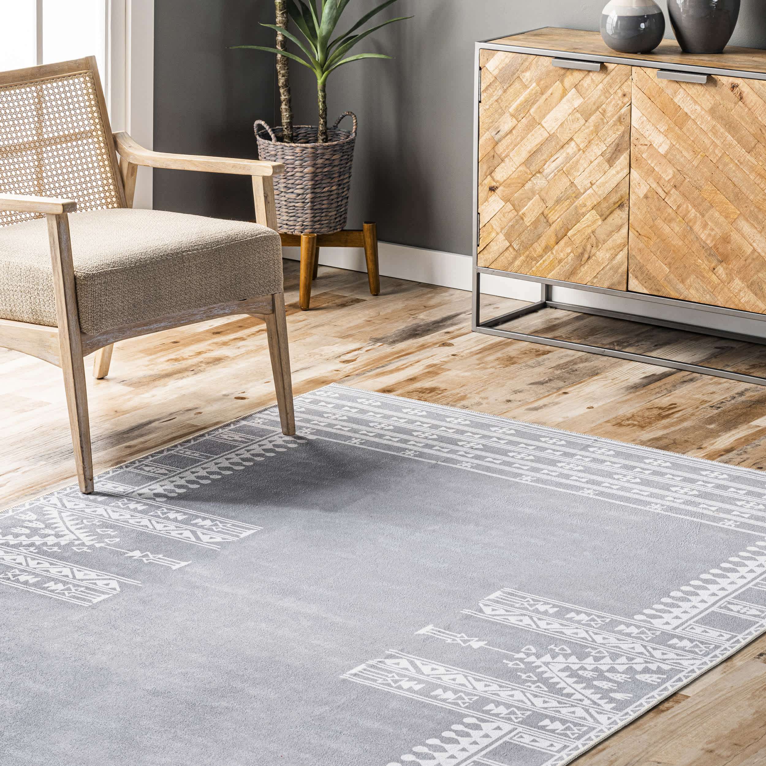 Joelle Machine Washable Tribal Geometirc Border Area Rug - Image 19