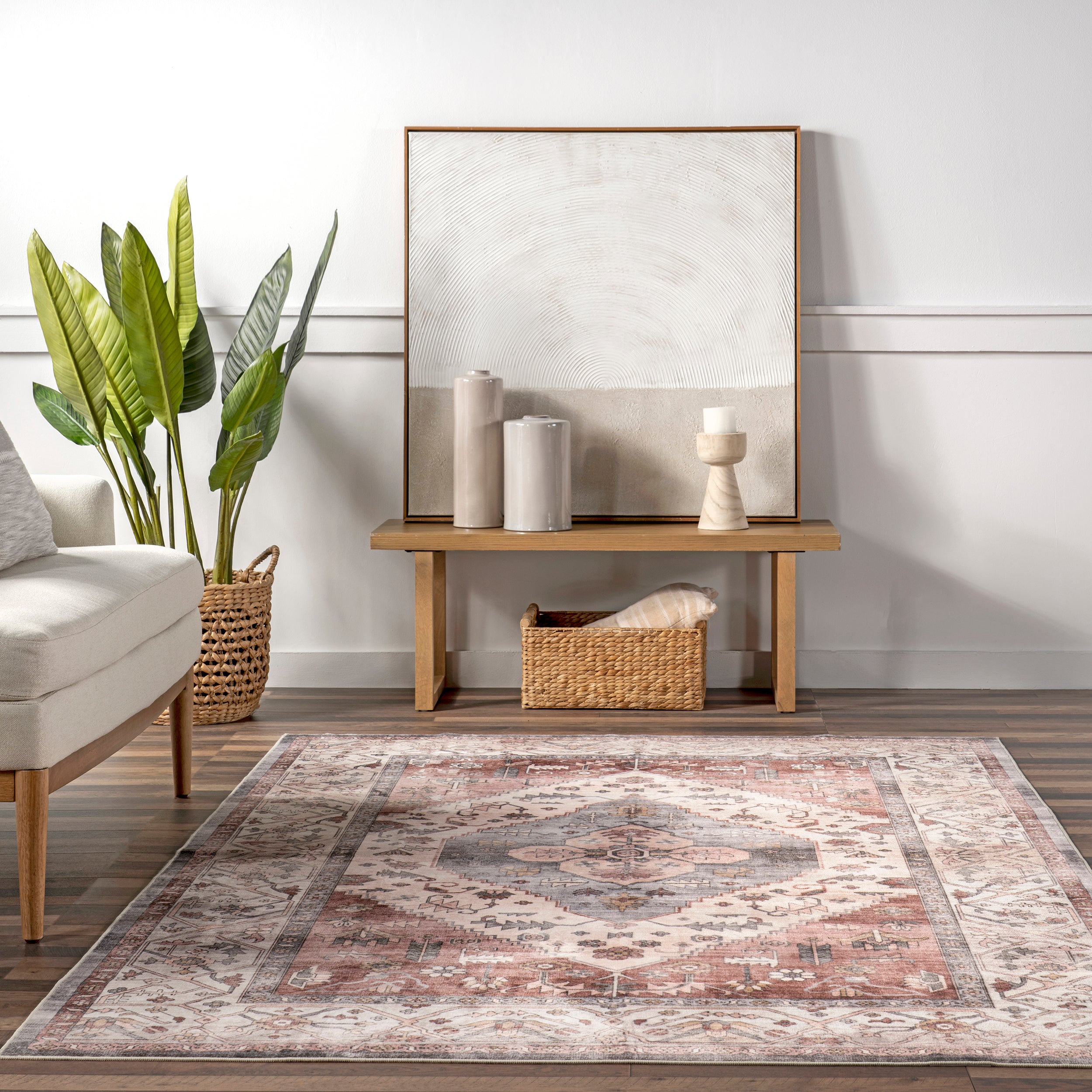Jenise Traditional Medallion Machine Washable Area Rug - Image 8
