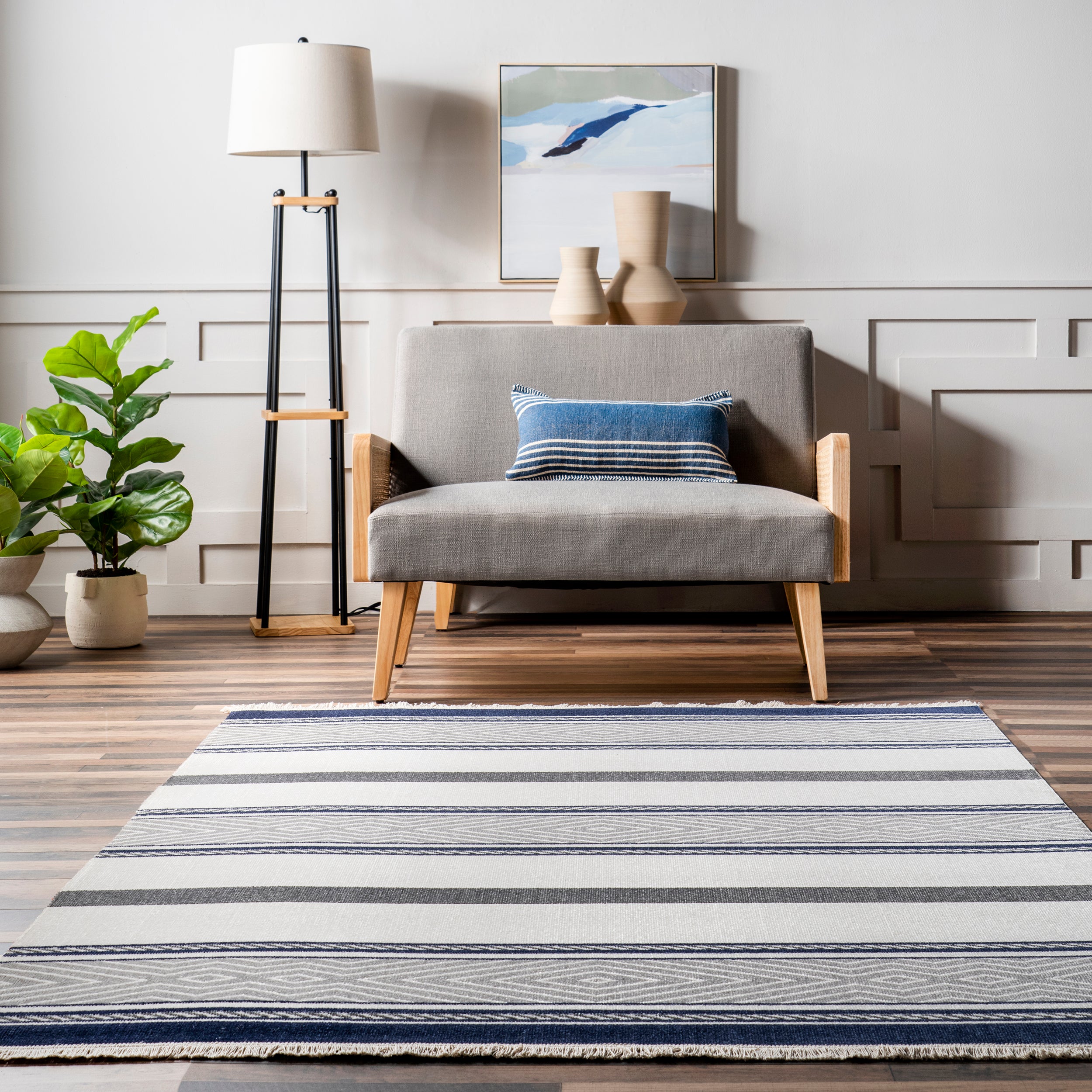 Ivey Modern Striped Indoor/Outdoor Fringe Area Rug - Image 8