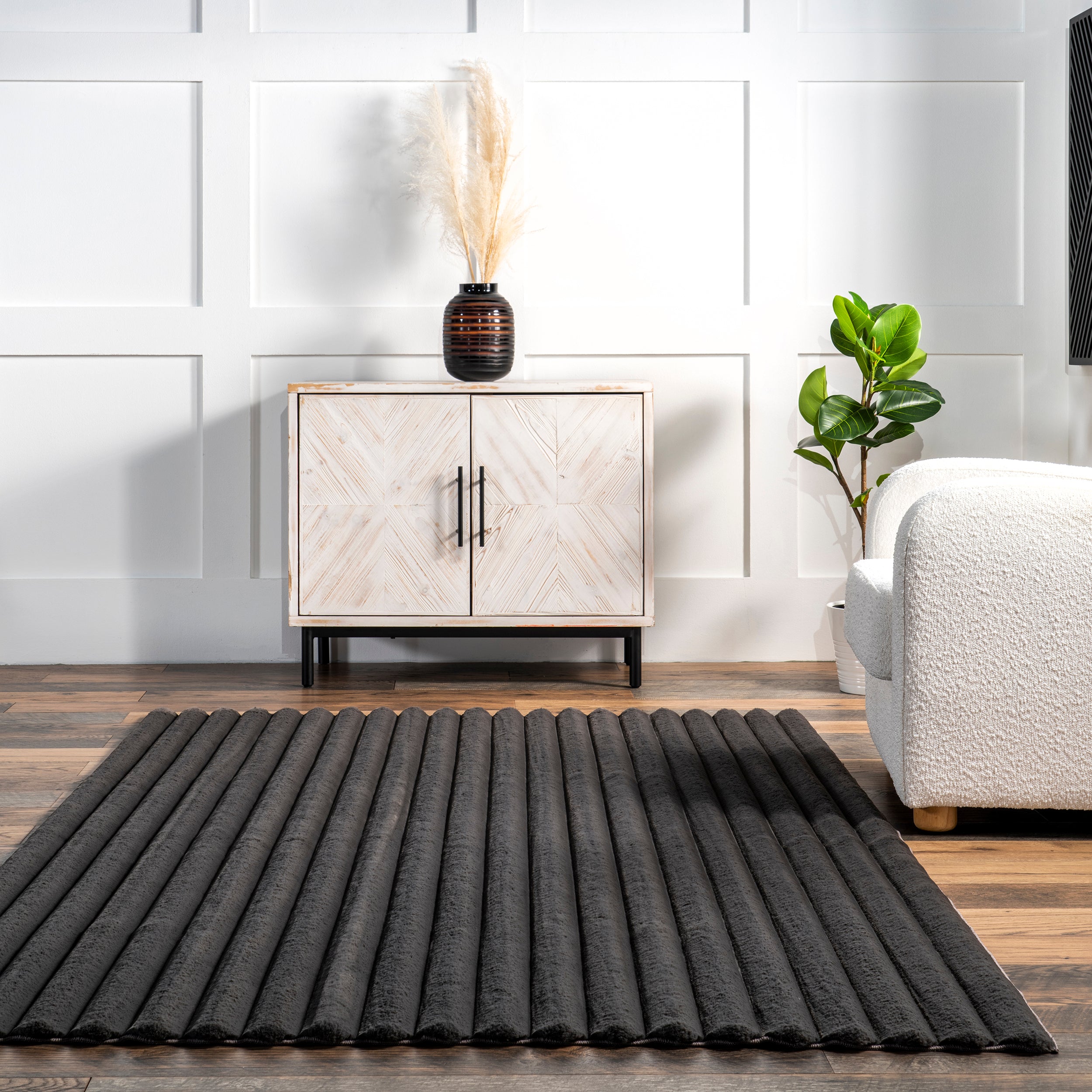 Kai Stripe Faux Rabbit Machine Washable Area Rug - Image 18