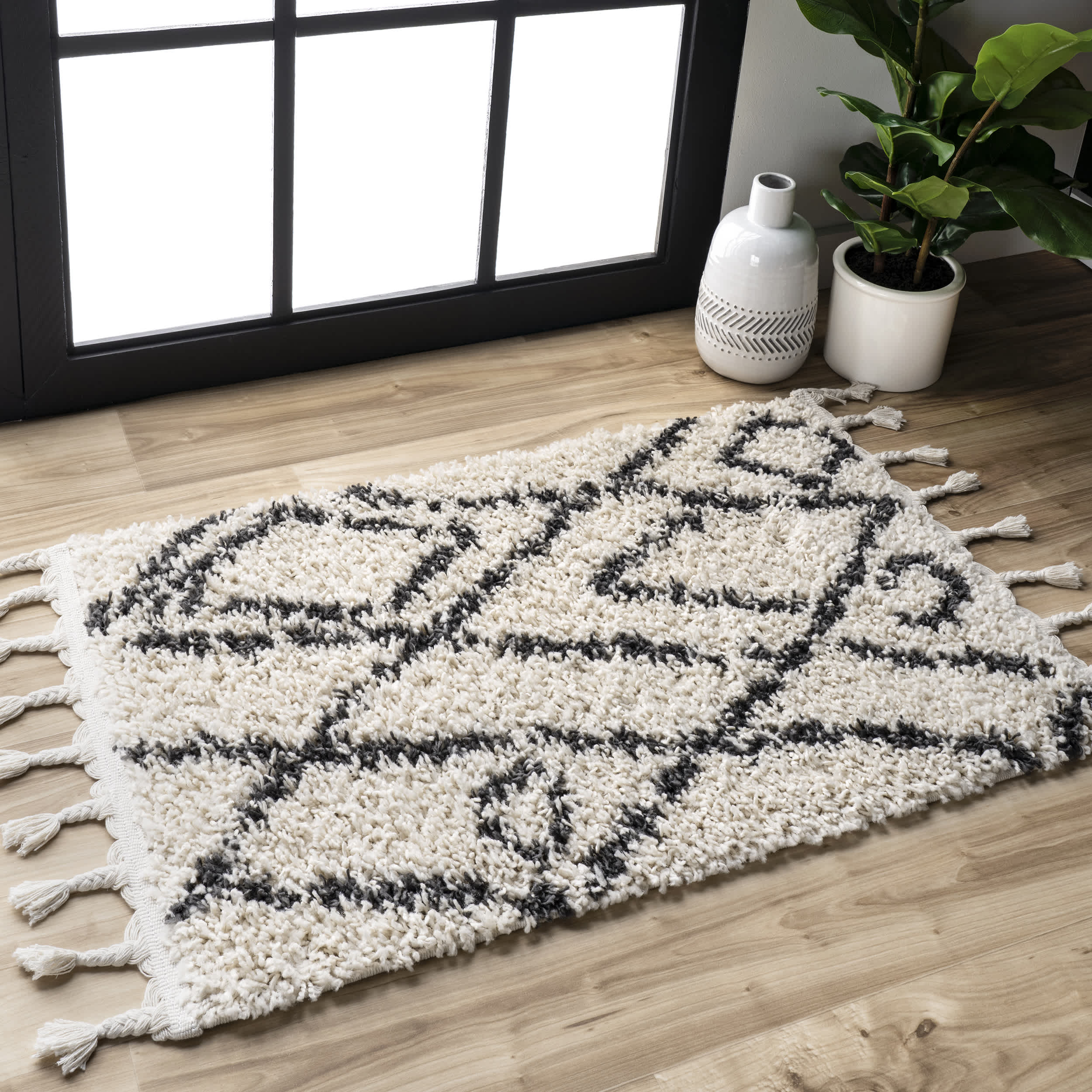 Nieves Moroccan Diamond Tassel Area Rug - Image 12