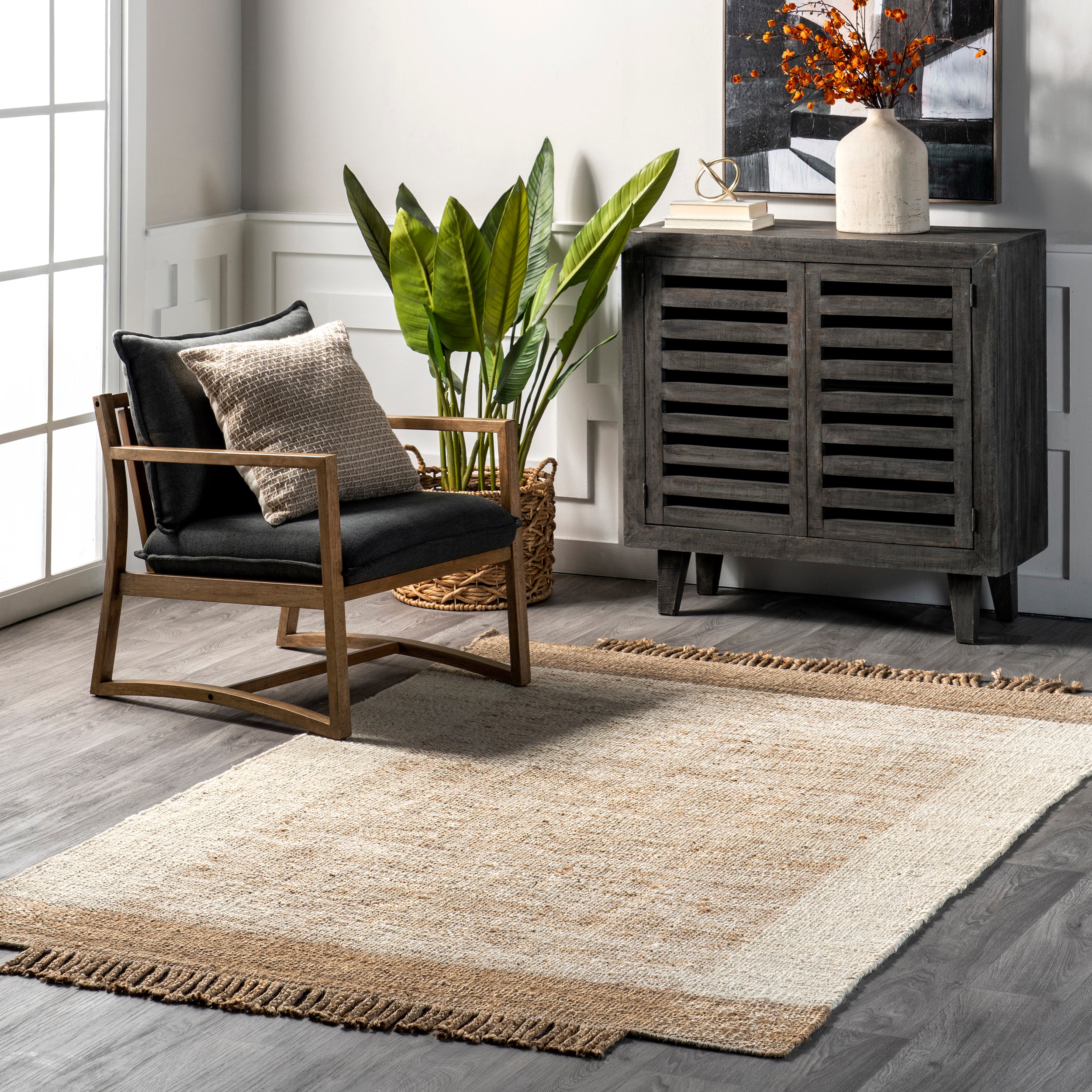 Fletcher Casual Jute Middle Tassel Area Rug - Image 2