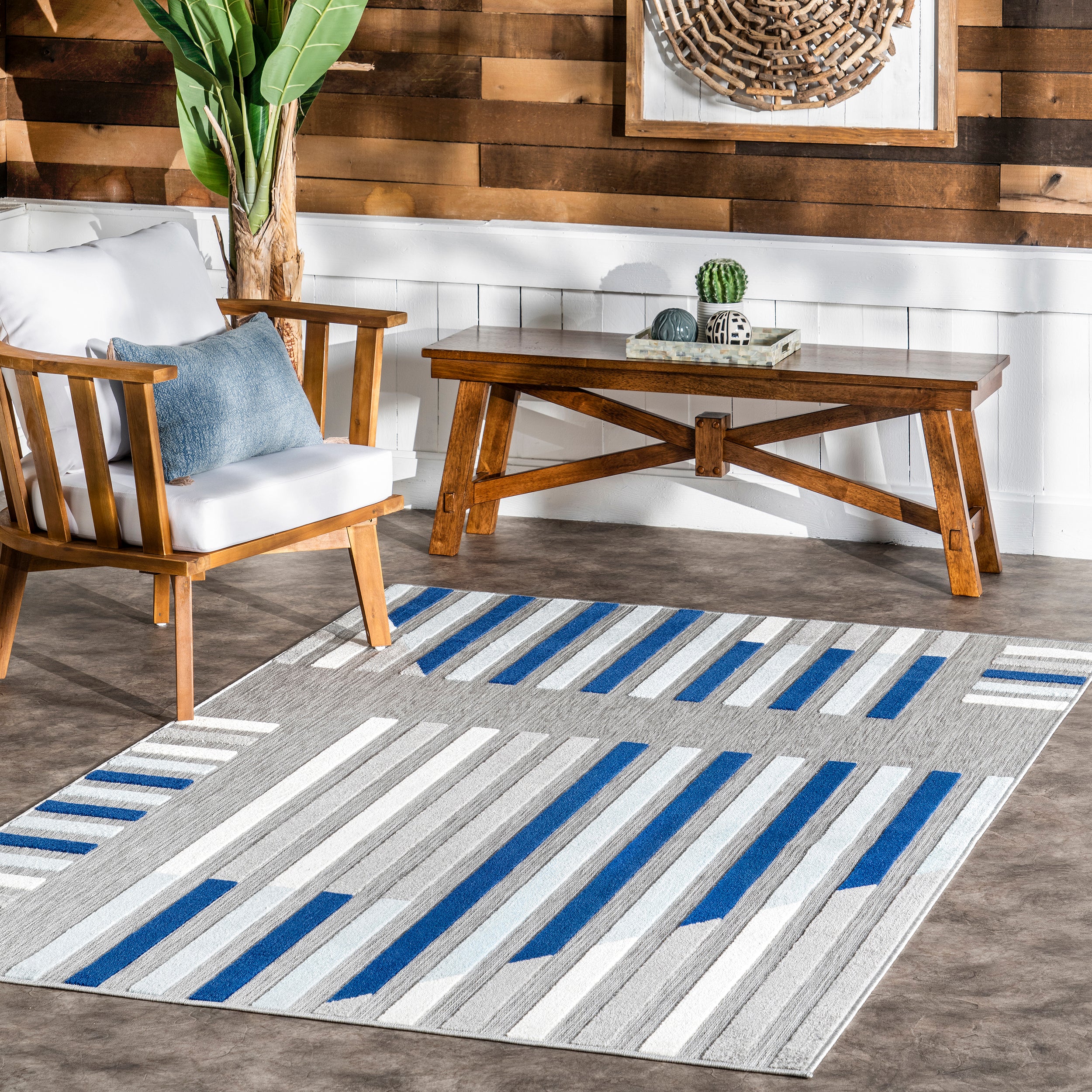 Adali Contemporary Striped Indoor/Outdoor Area Rug - Image 2