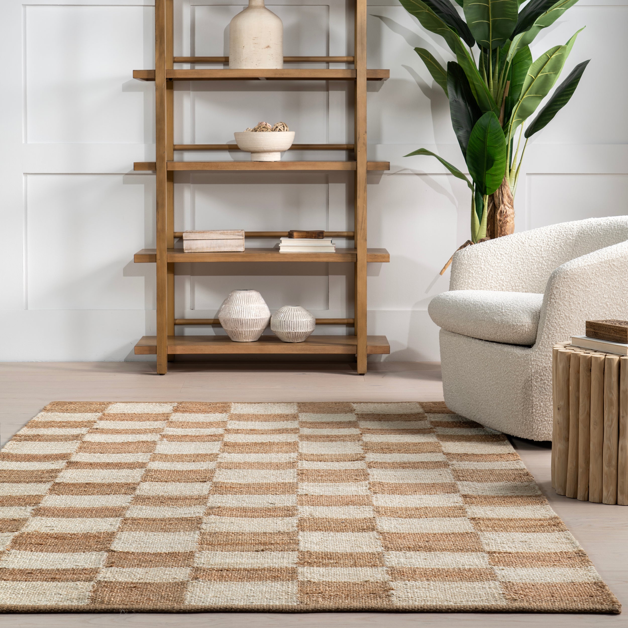 Izara Checkered Jute Area Rug - Image 8