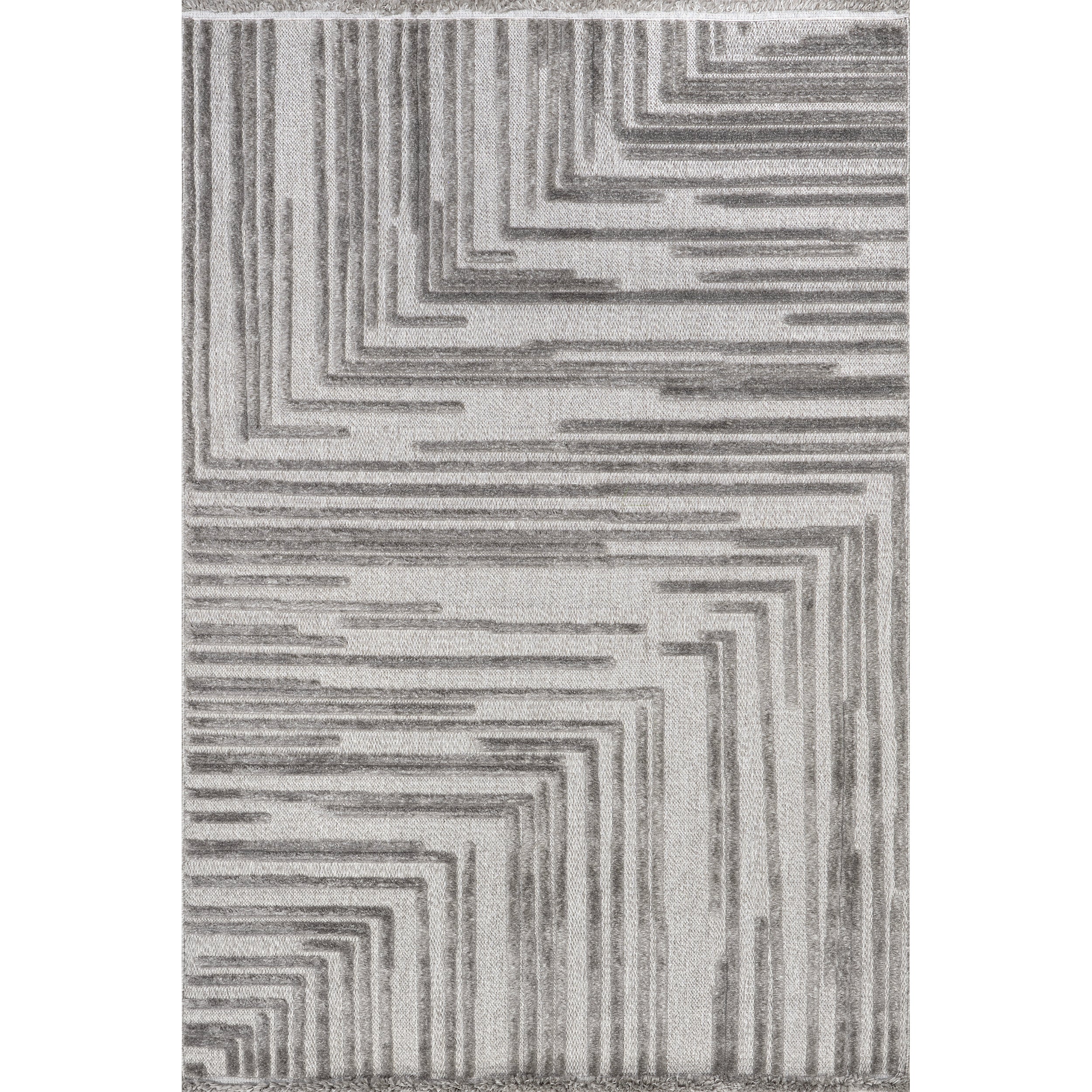 Ziva Contemporary Abstract High-Low Fringe Area Rug