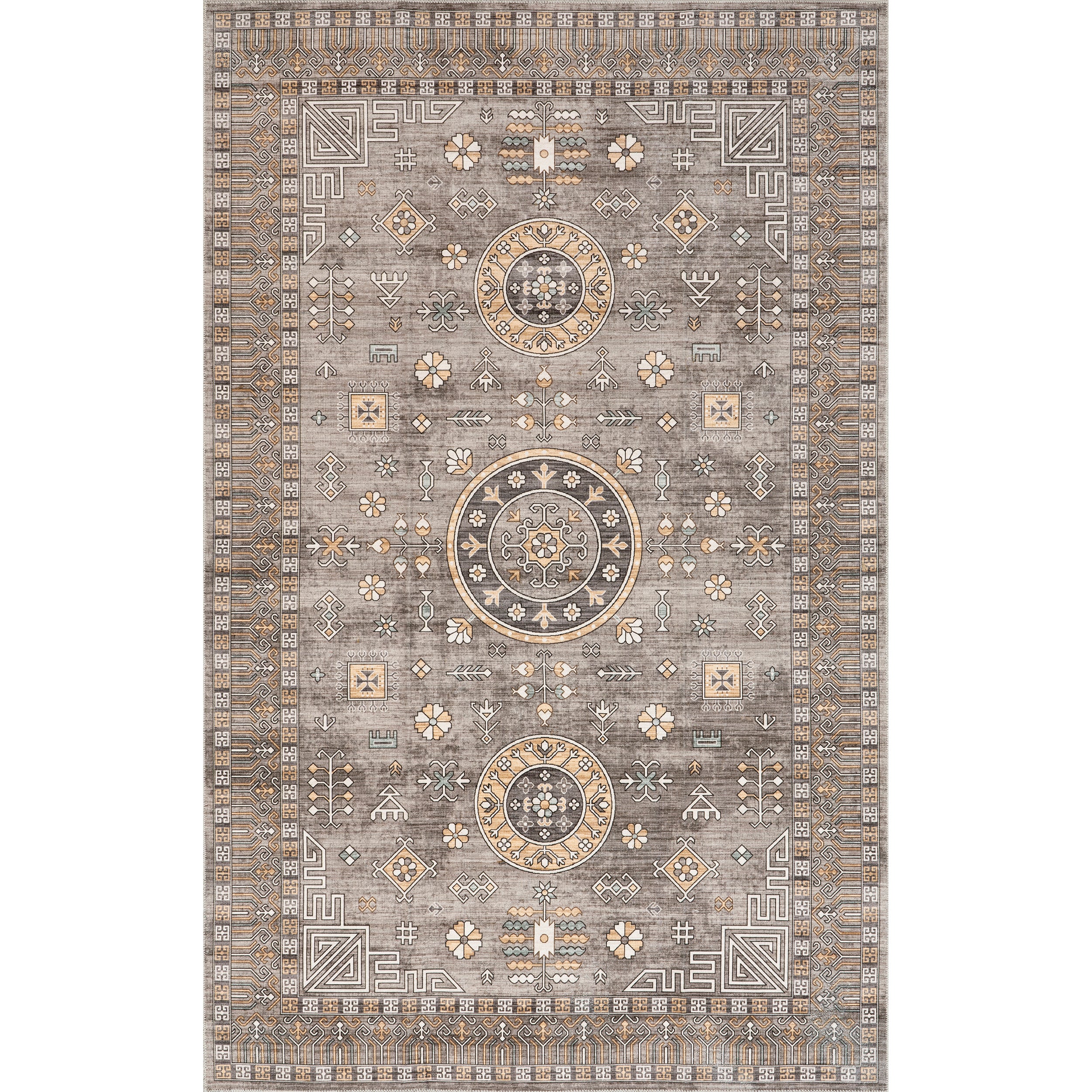 Tama Circle Medallion Machine Washable Area Rug