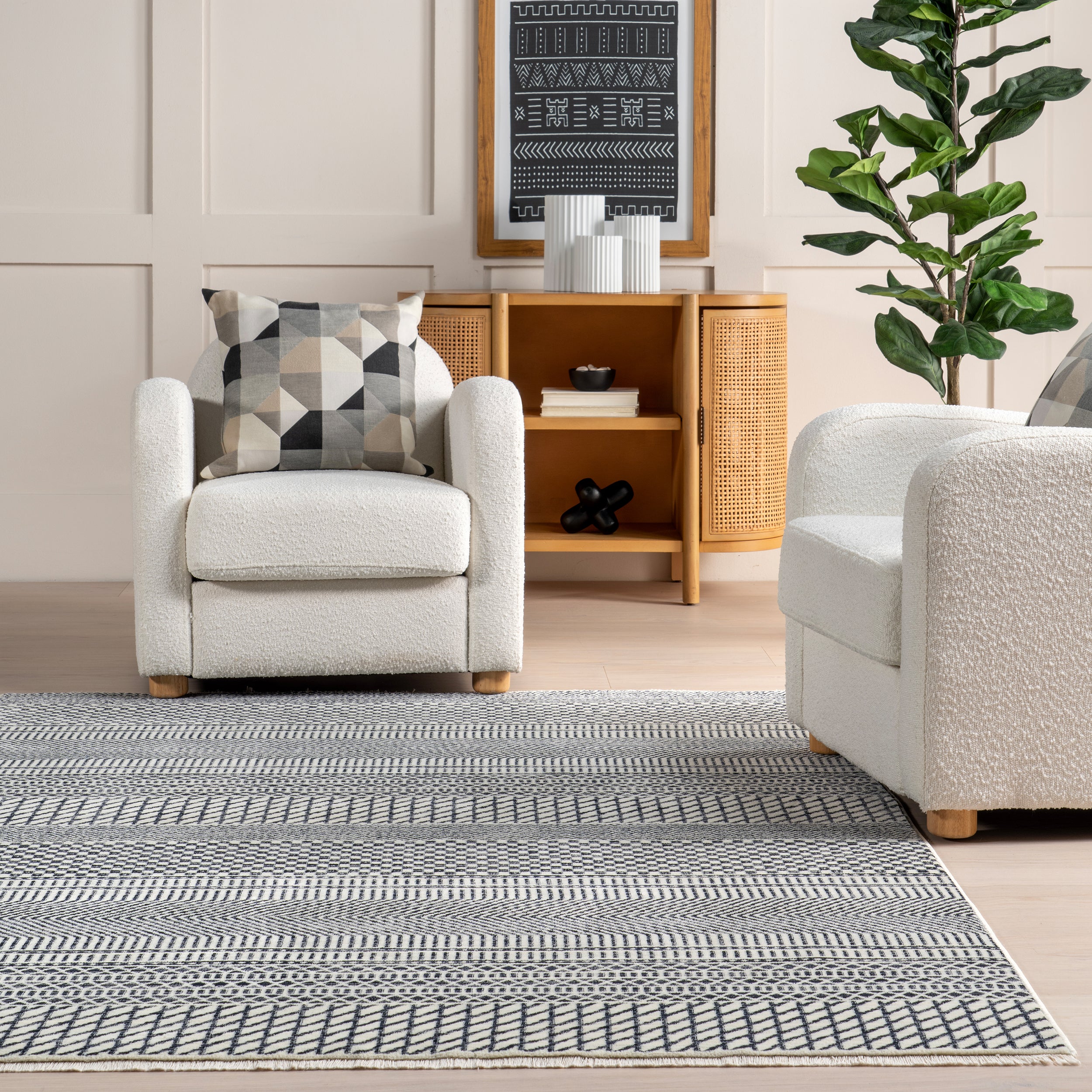 Lavender Geometric Fringe Area Rug - Image 17