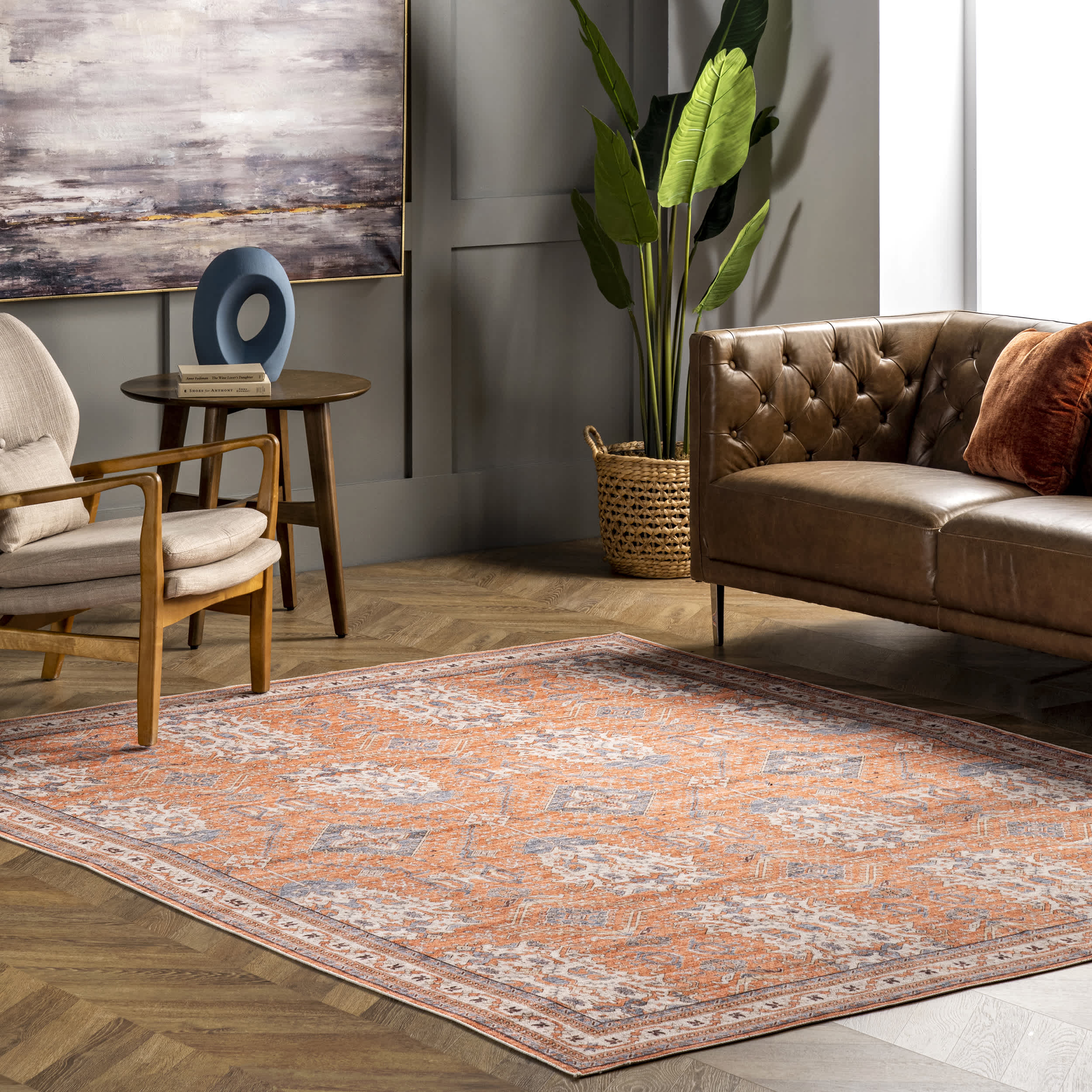 Sky Machine Washable Global Inspired Area Rug - Image 2