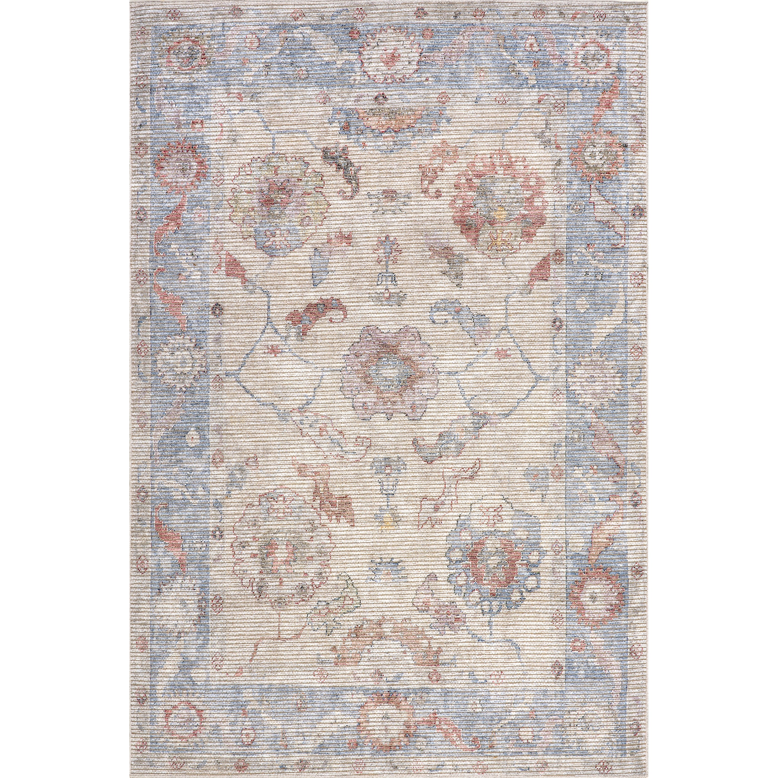 Delana Persian Floral Machine Washable Area Rug