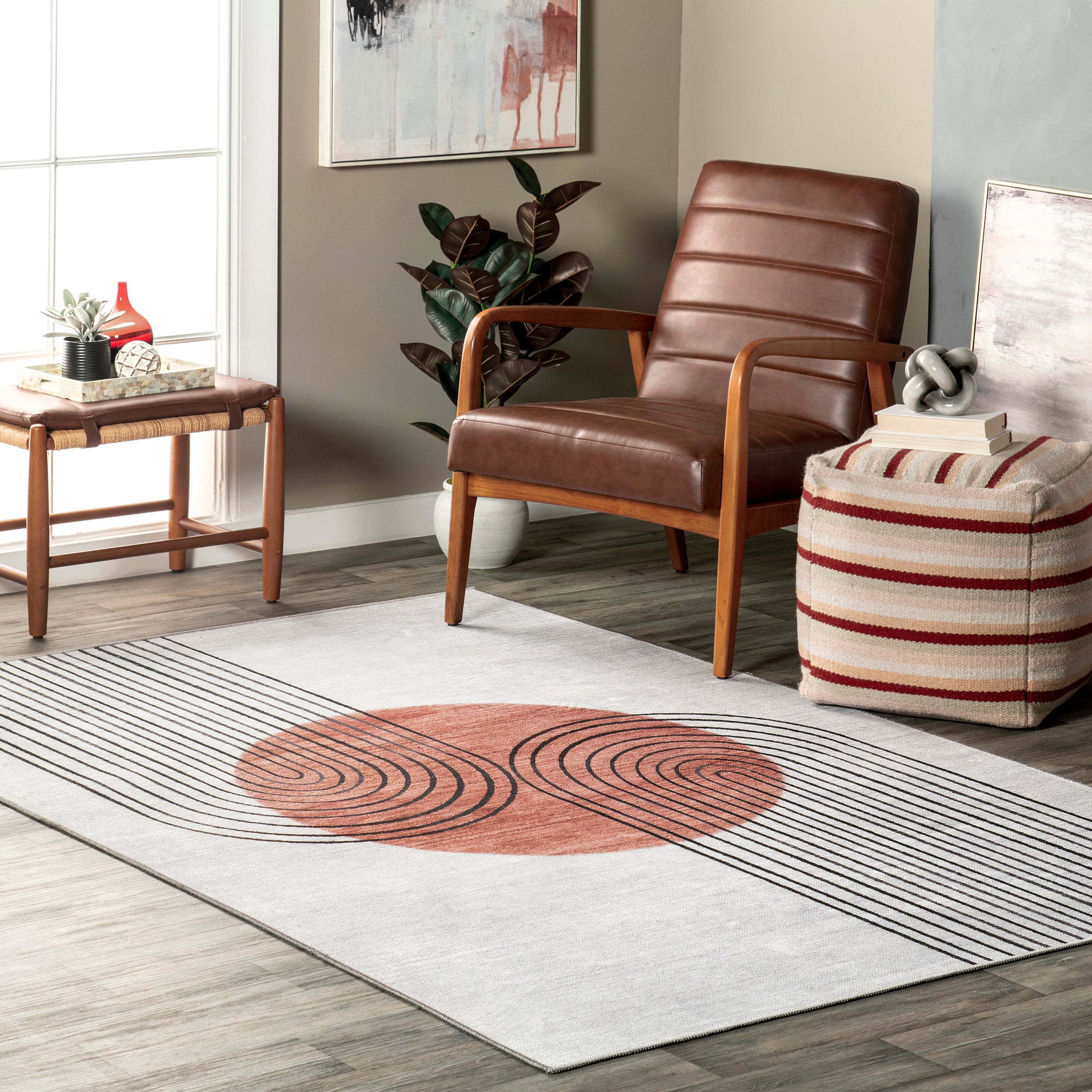 Martine Abstract Sun Machine Washable Area Rug - Image 2