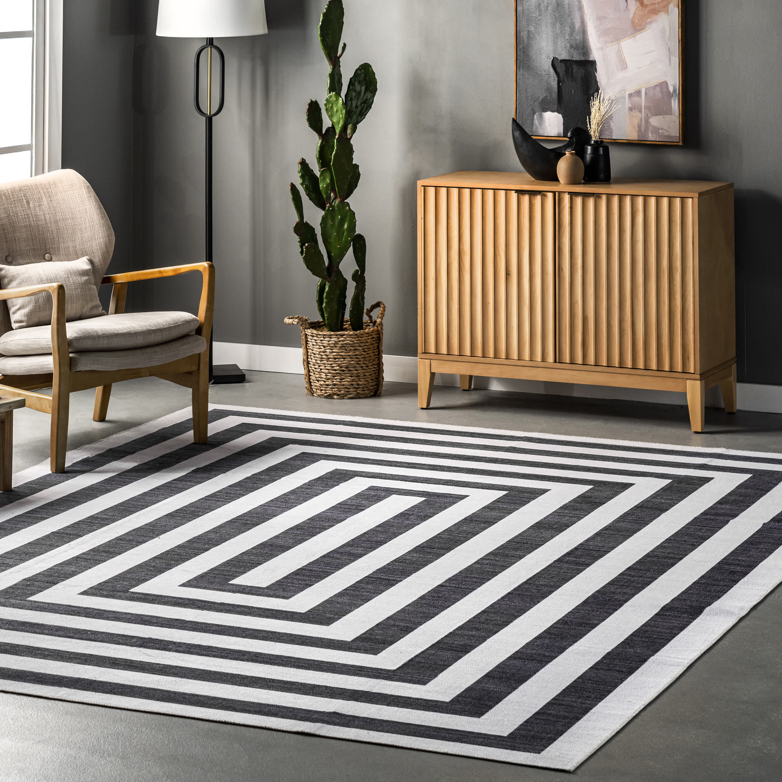 Sharri Modern Striped Machine Washable Area Rug - Image 2
