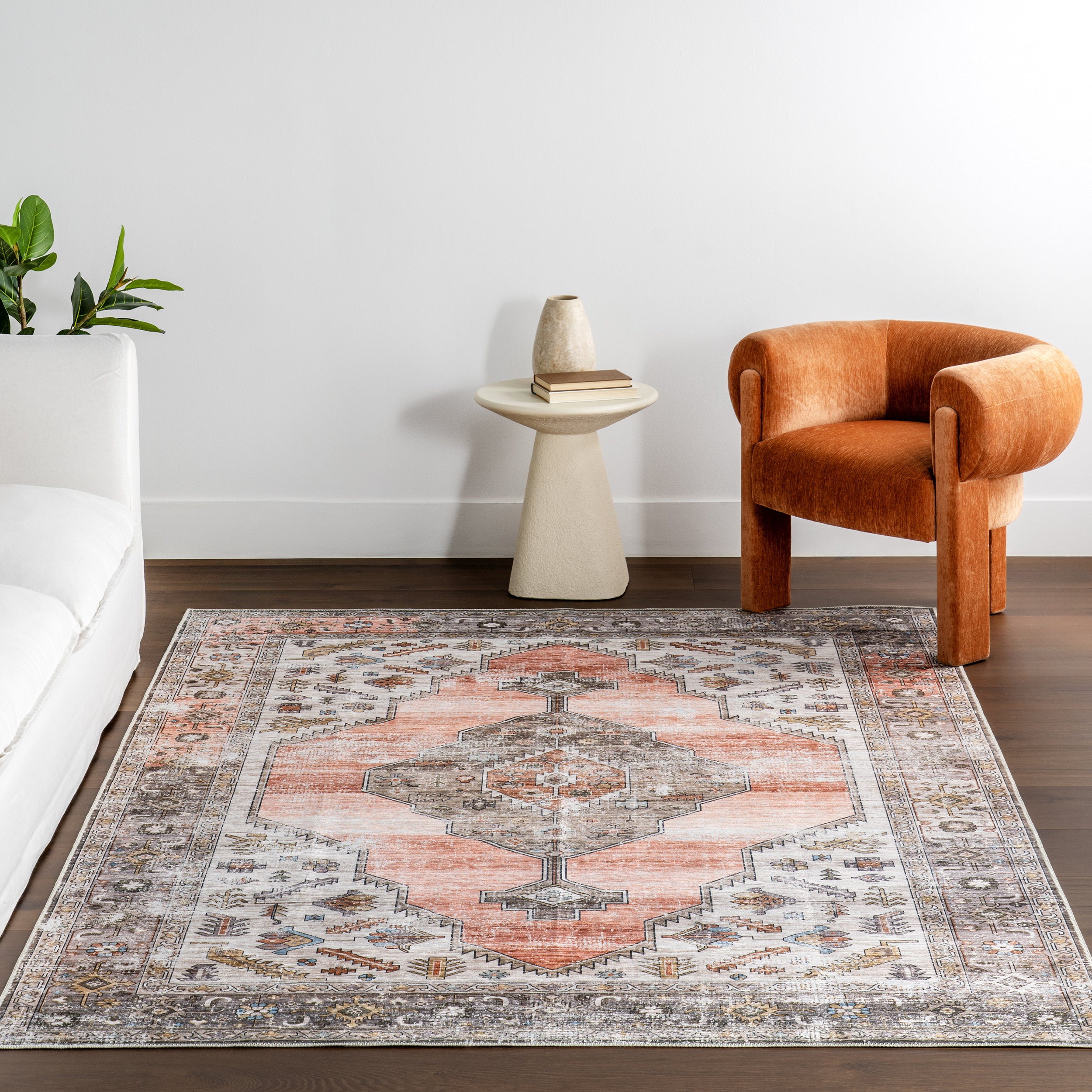 Sia SplashGuard Vintage Southwestern Machine Washable Area Rug - Image 9