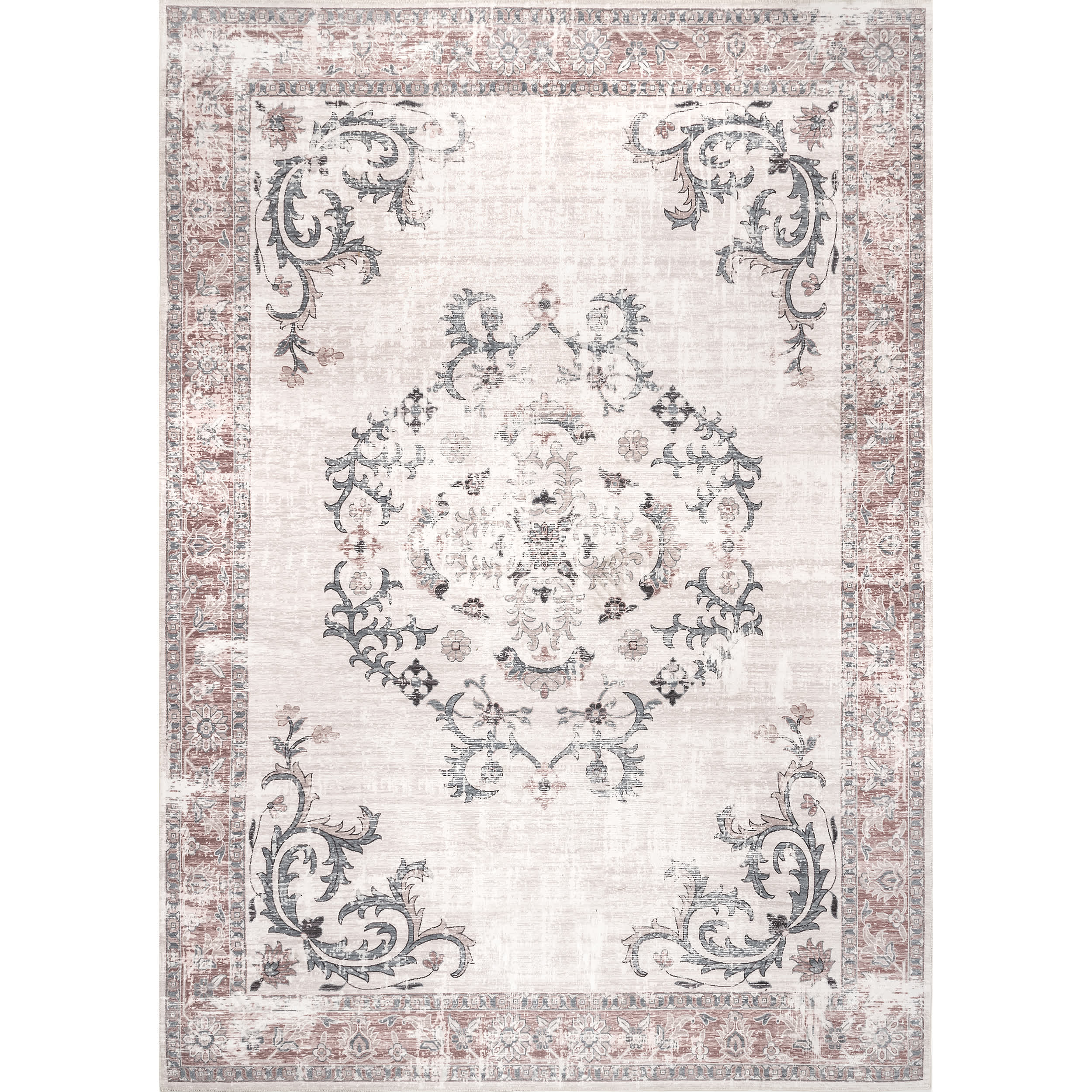 Layna Machine Washable Distressed Vintage Area Rug