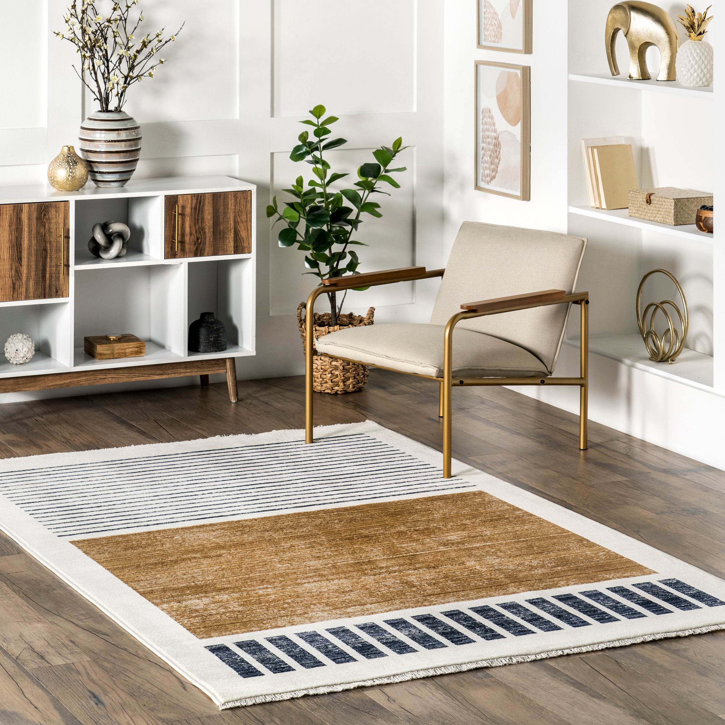 Keeva Modern Striped Fringe Area Rug - Image 2