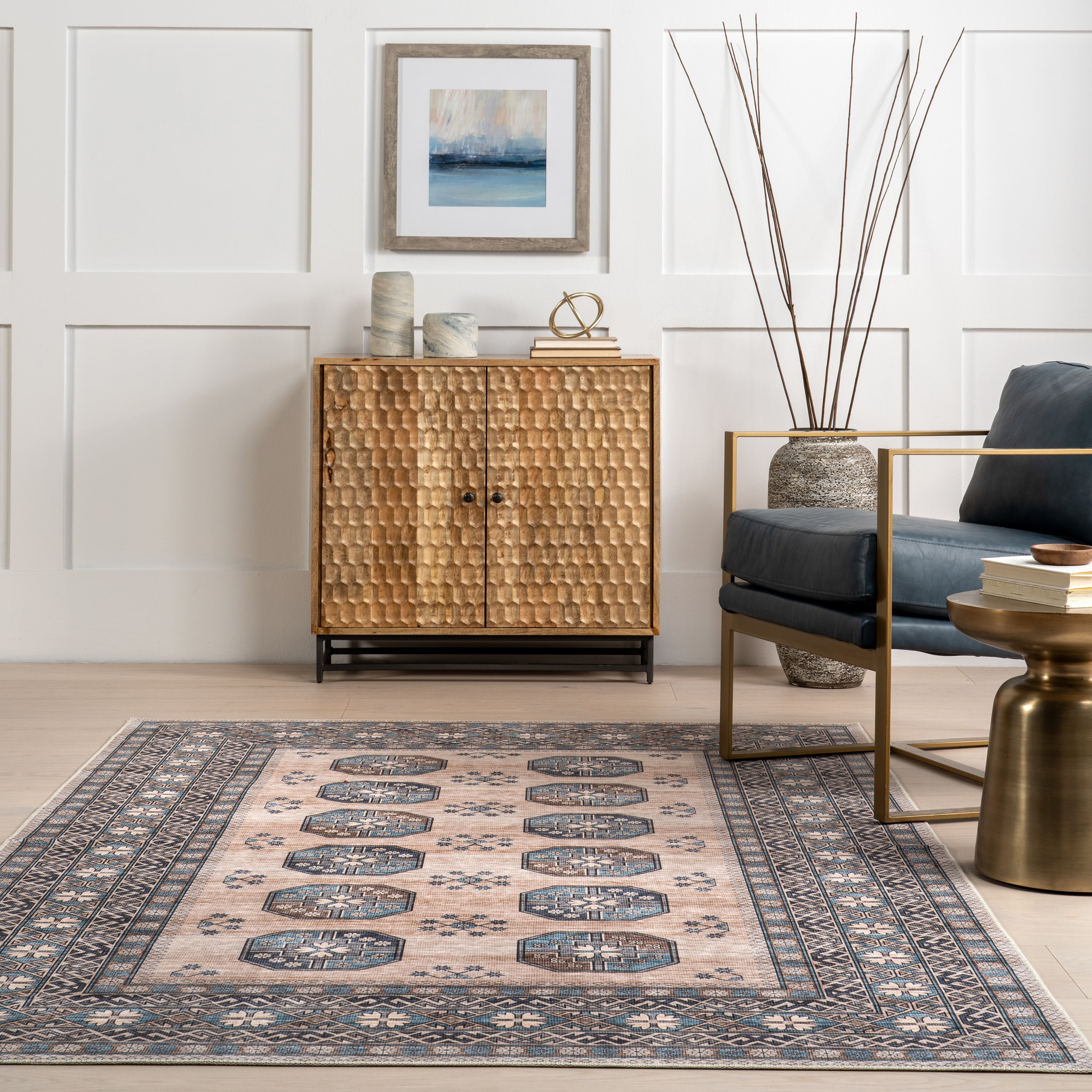 Idra Multi Medallion Stain-Resistant Machine Washable Area Rug - Image 8