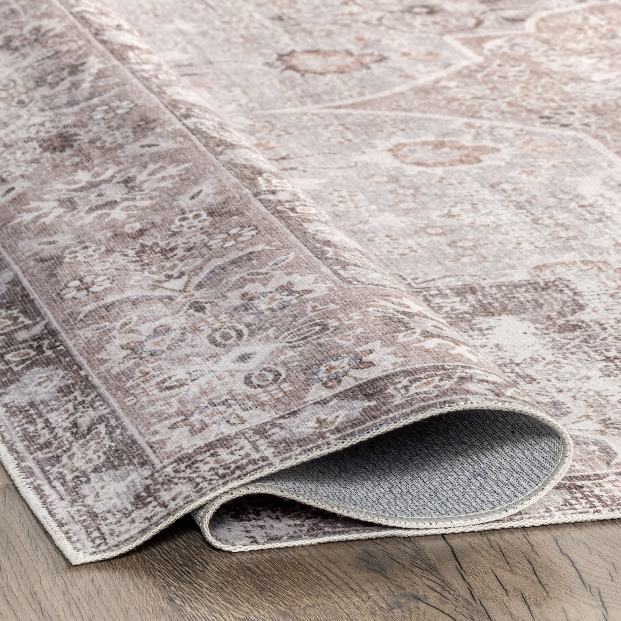 Elsa Machine Washable Floral Blossom Medallion Area Rug - Image 4