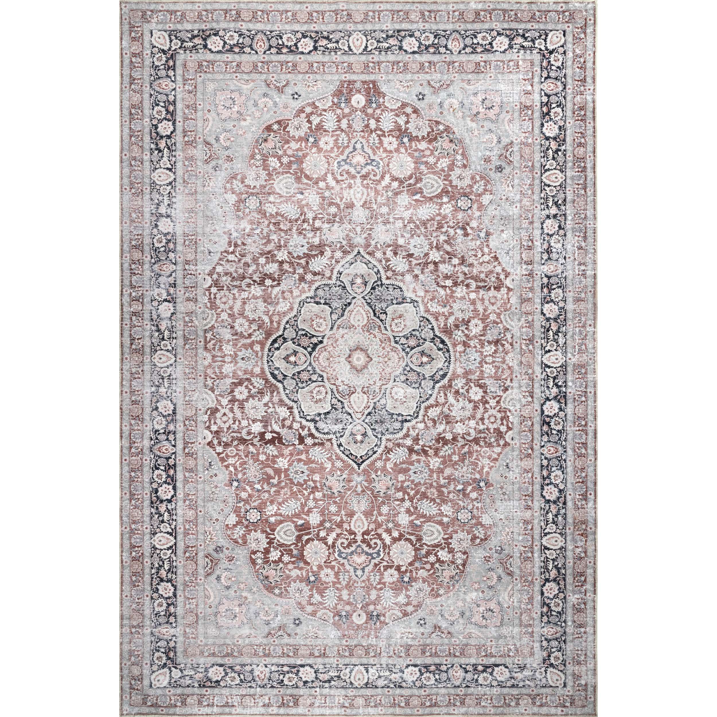 Paulina Machine Washable Traditional Floral Medallion Area Rug