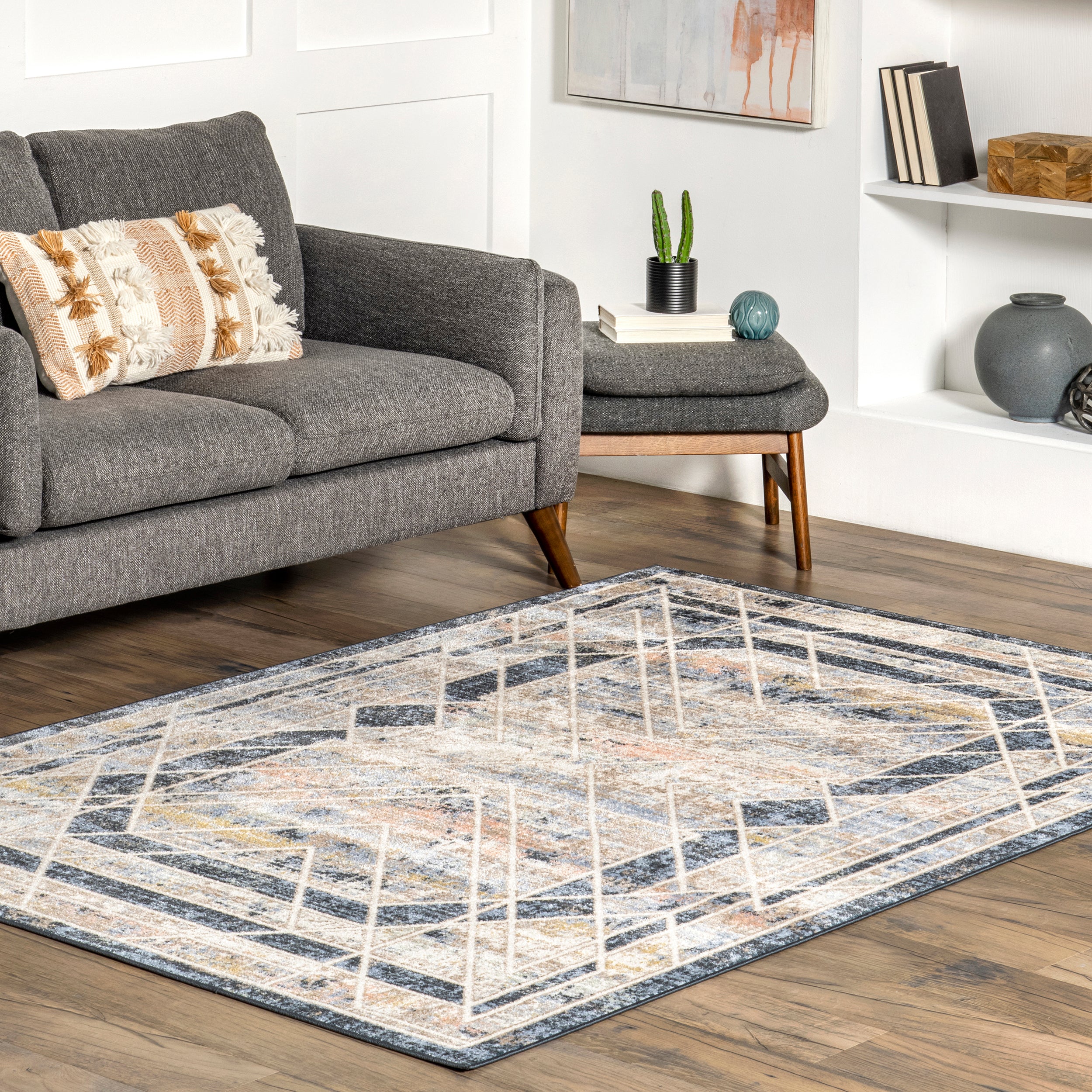 Nika Modern Faded Machine Washable Area Rug - Image 2