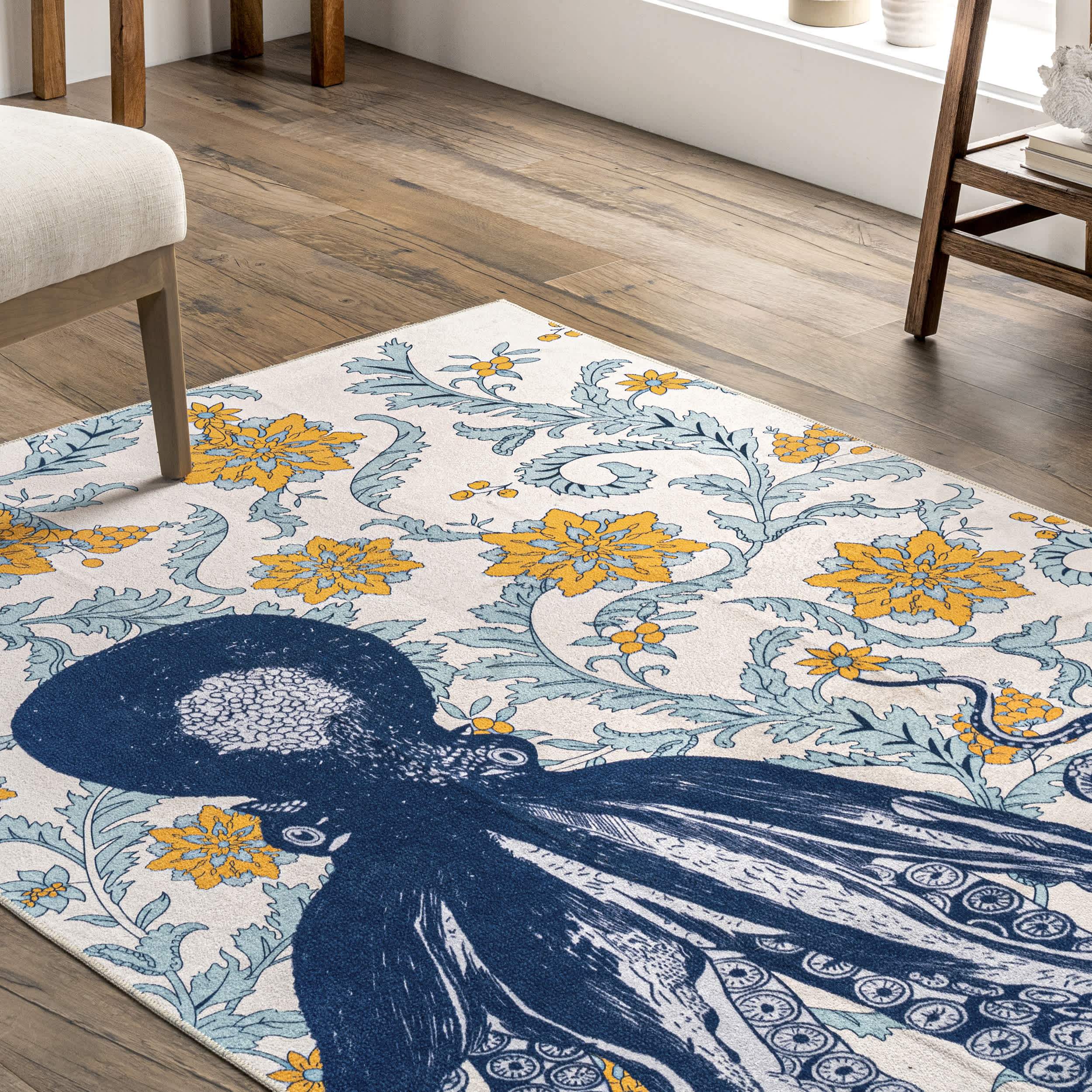 Patricia Machine Washable Octopus Area Rug - Image 9