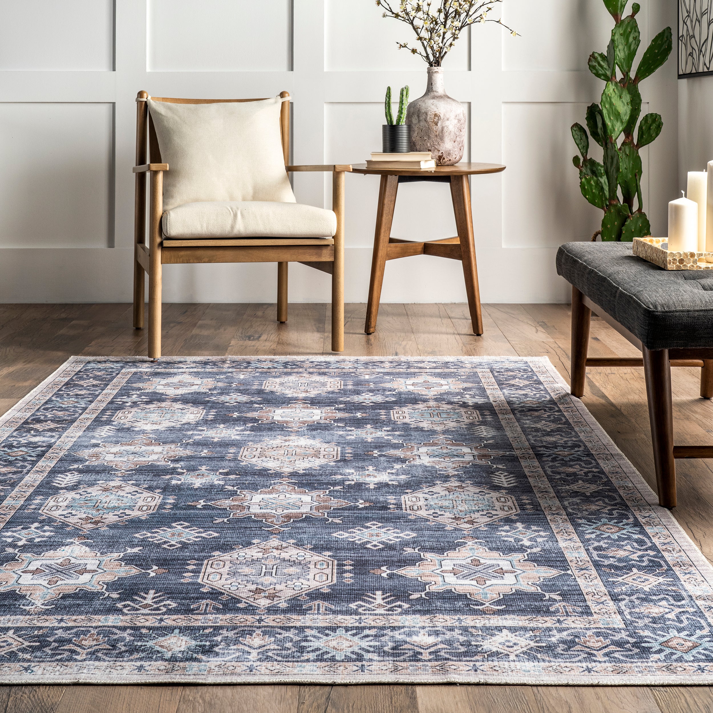 Finley Machine Washable Vintage Distressed Area Rug - Image 8
