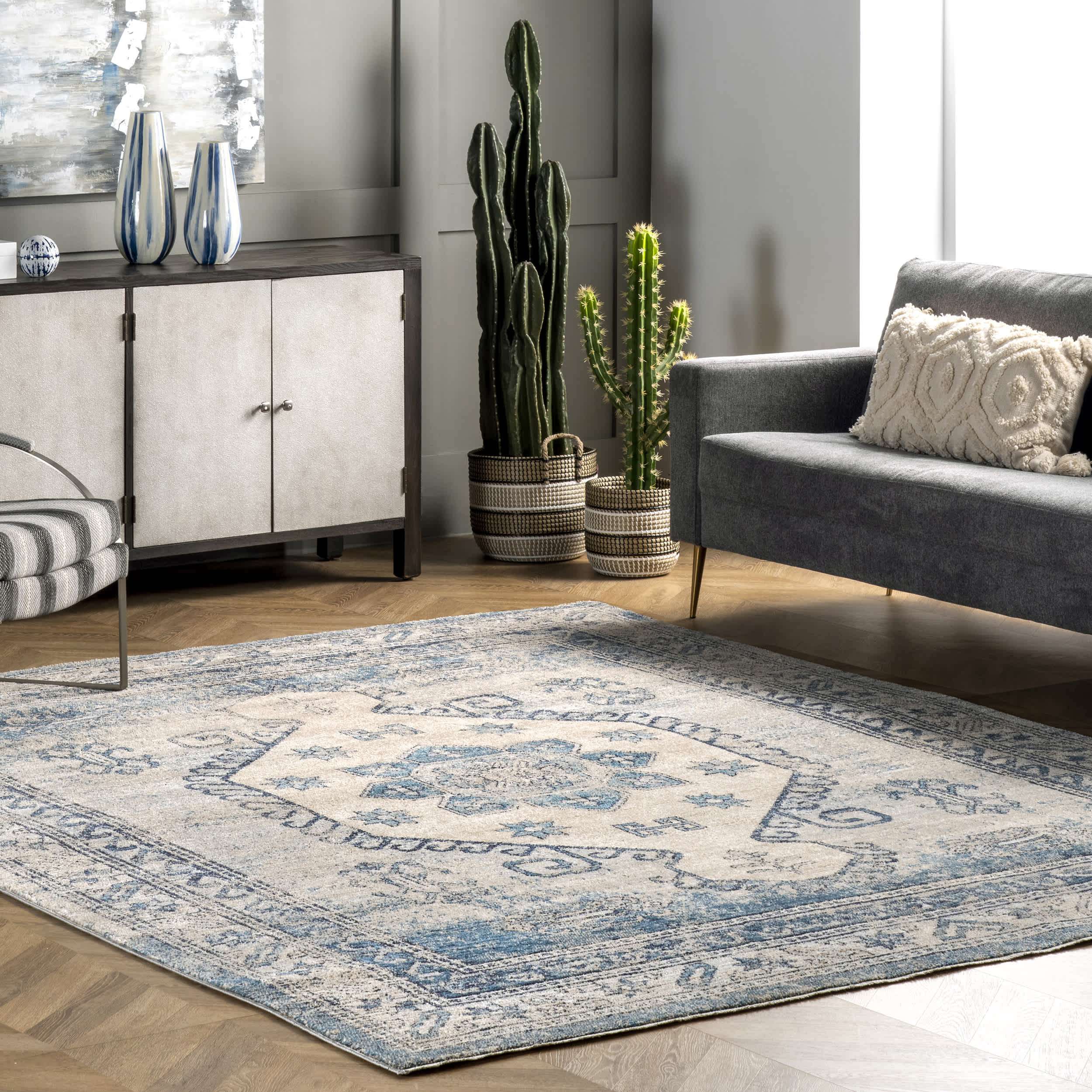 Alexis Vintage Distressed Medallion Area Rug - Image 2