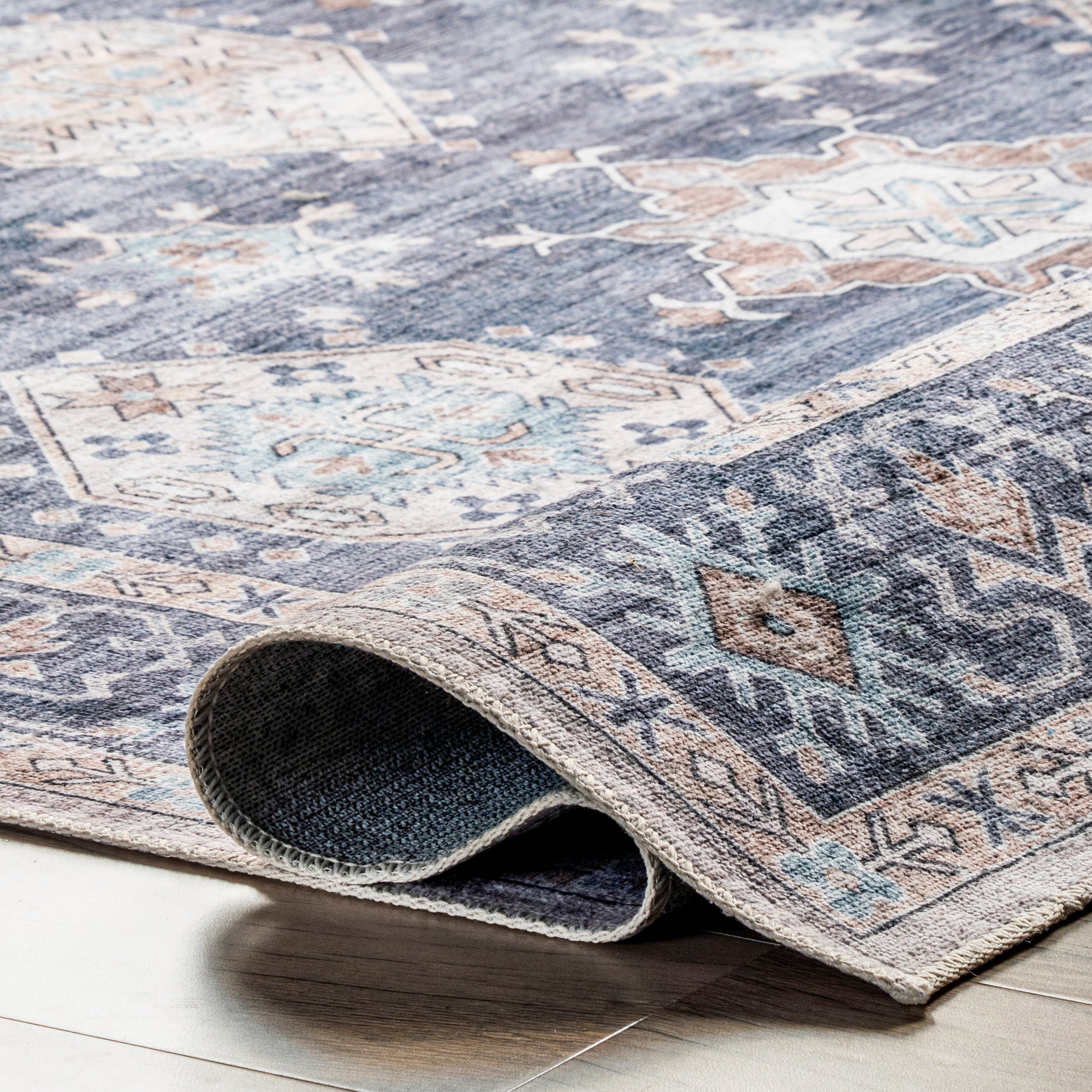 Finley Machine Washable Vintage Distressed Area Rug - Image 4