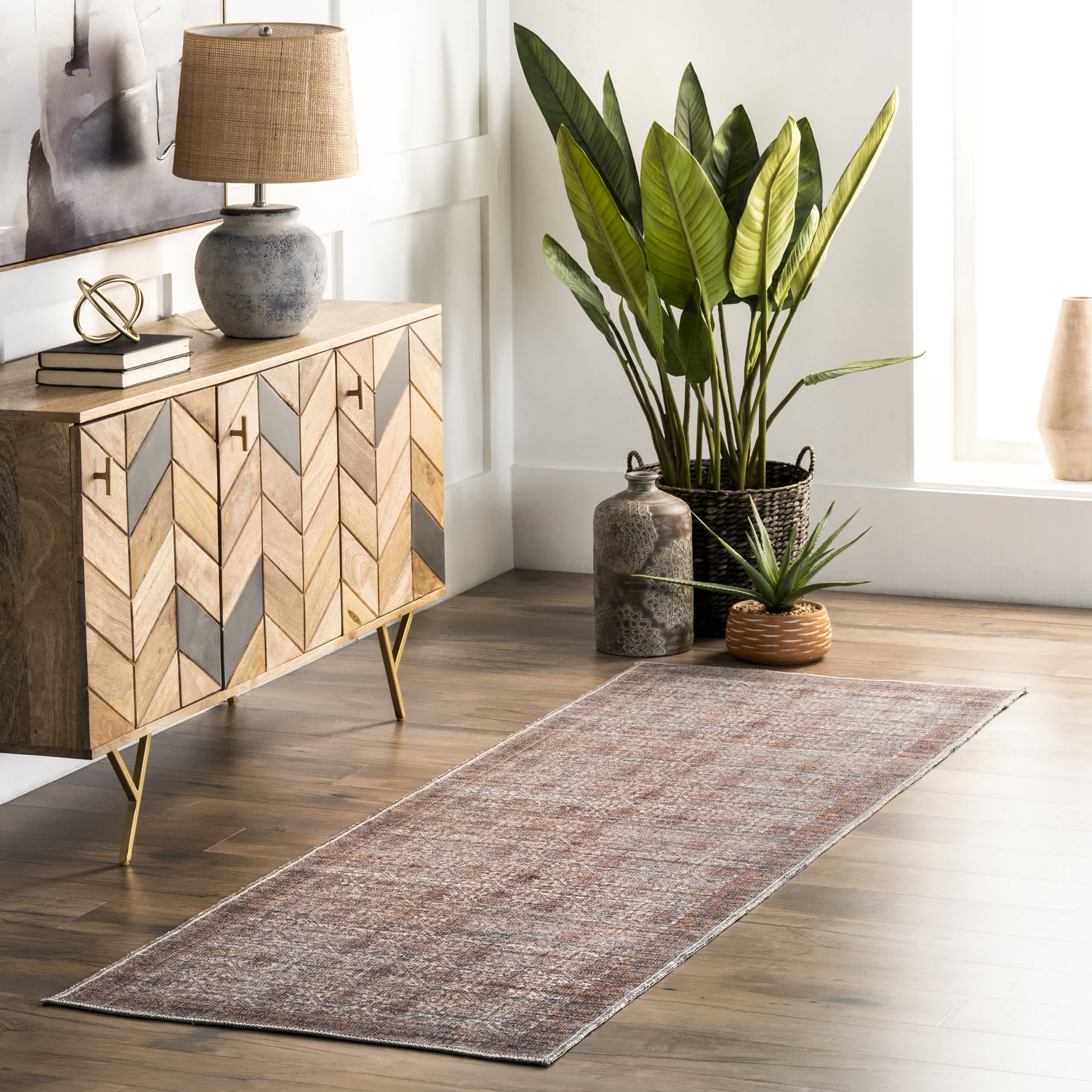 Marilyn Machine Washable Distressed Persian Border Area Rug - Image 10