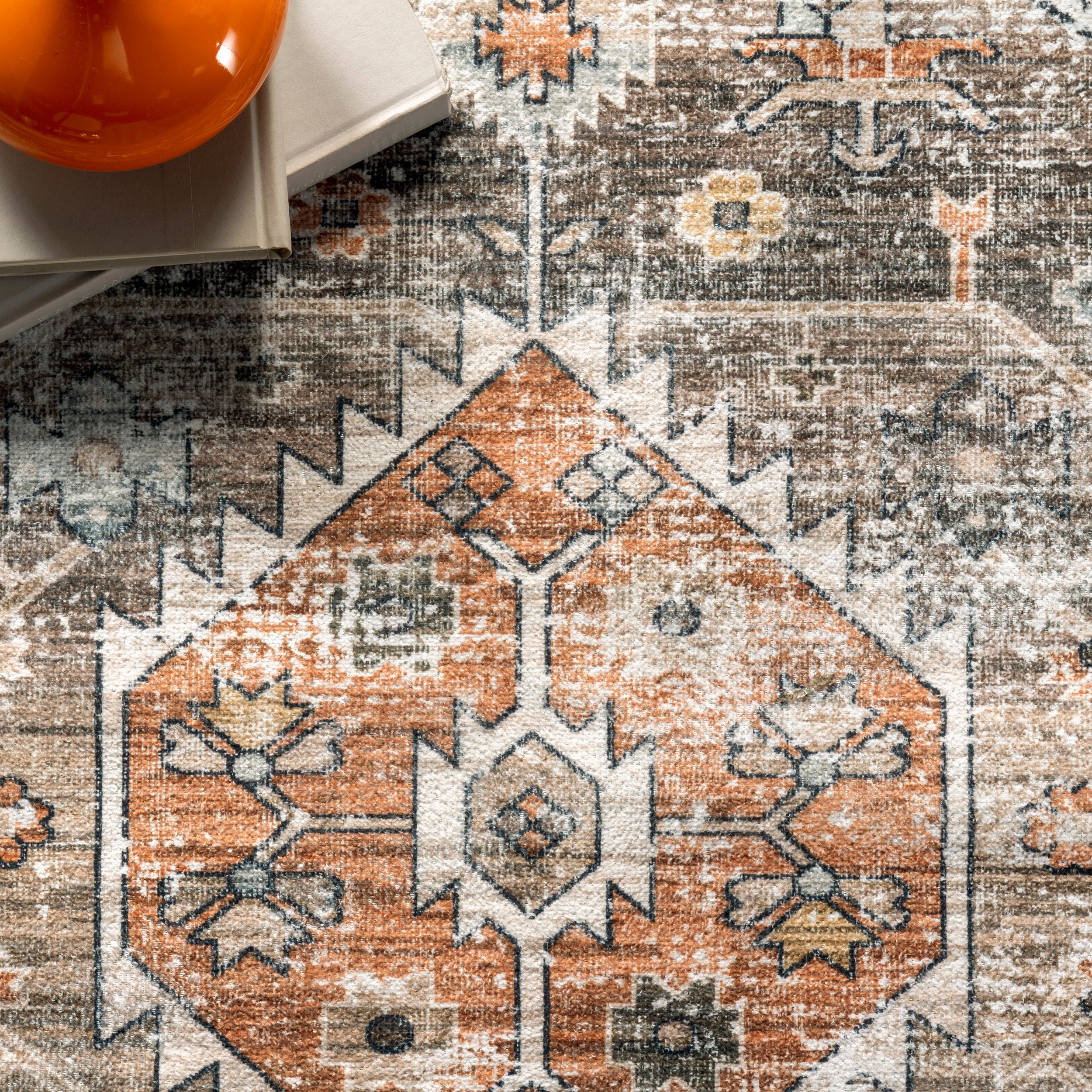 Gracie Distressed Medallion Machine Washable Area Rug - Image 6