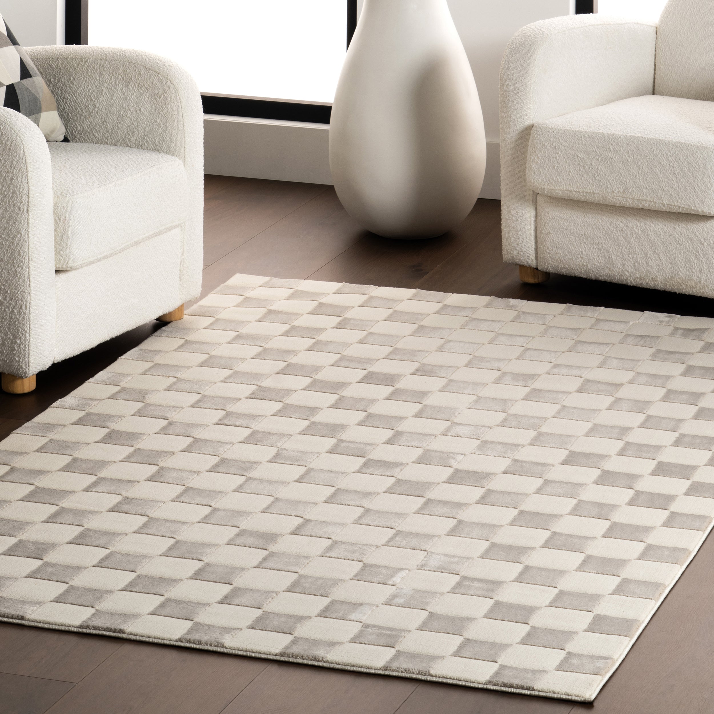 Alaiya Checkered Machine Washable Area Rug - Image 20