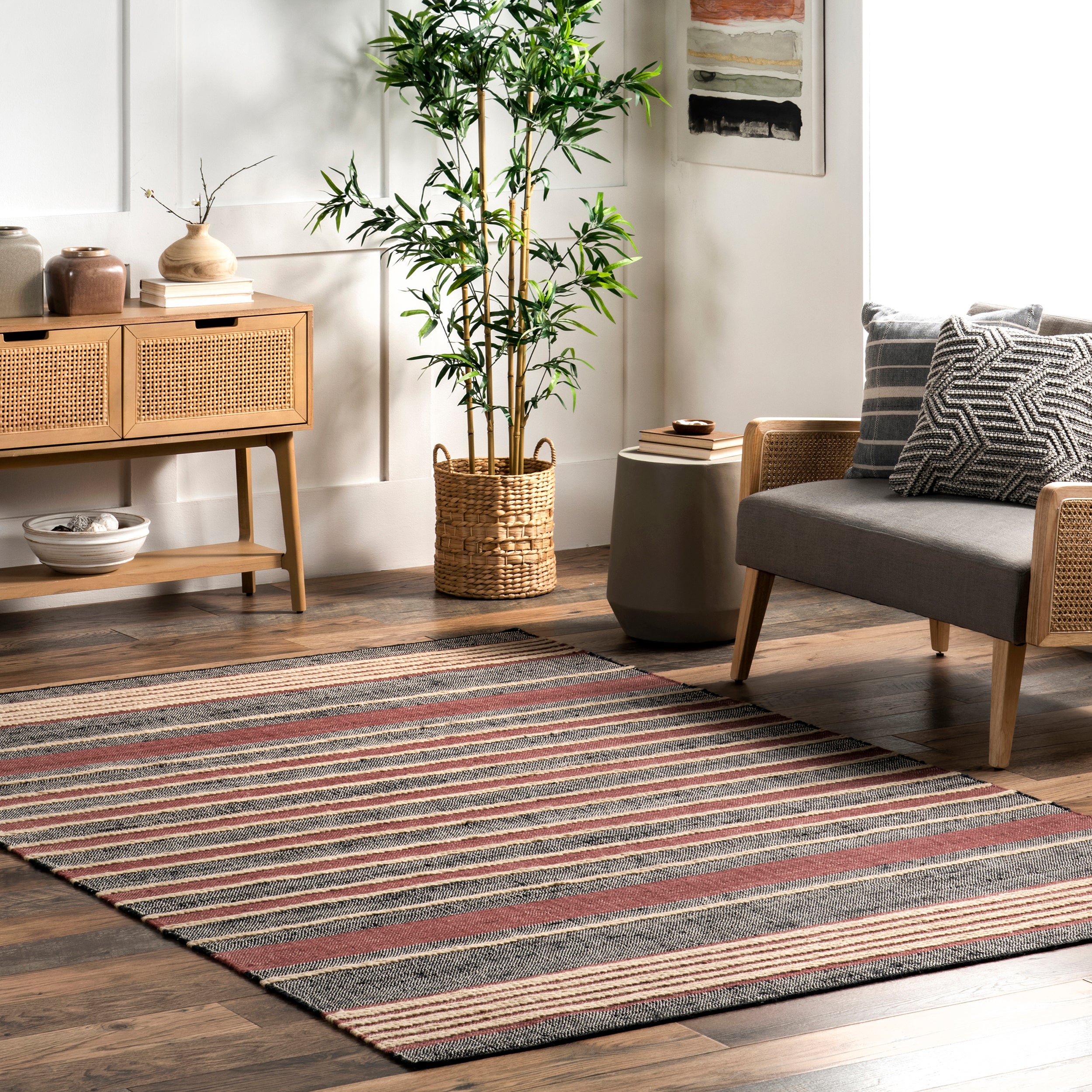 Wendi Striped Jute and Wool Area RUg - Image 2