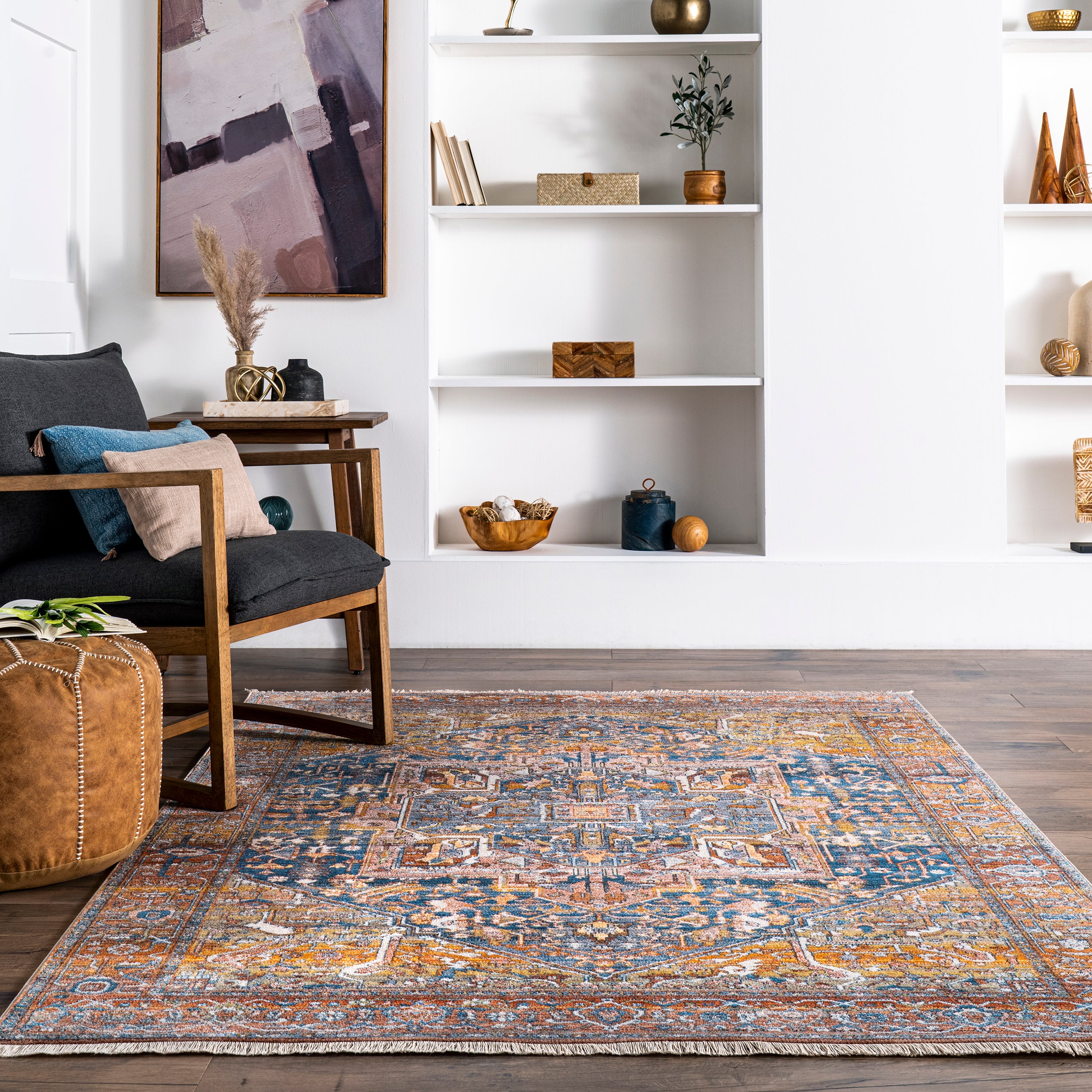 Harriet Vintage Medallion Fringe Area Rug - Image 8