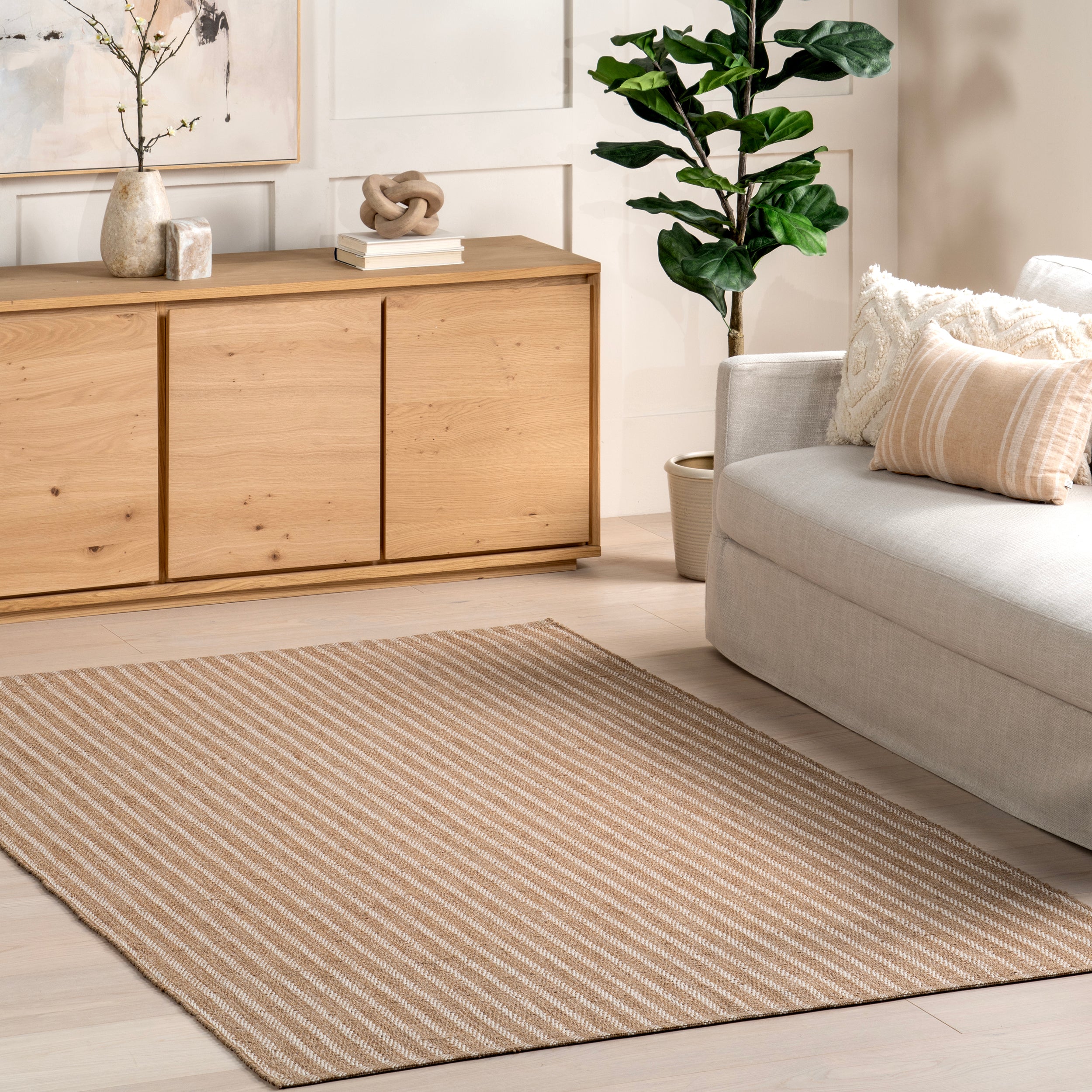 Alia Striped Faux Jute Indoor/Outdoor Area Rug - Image 2