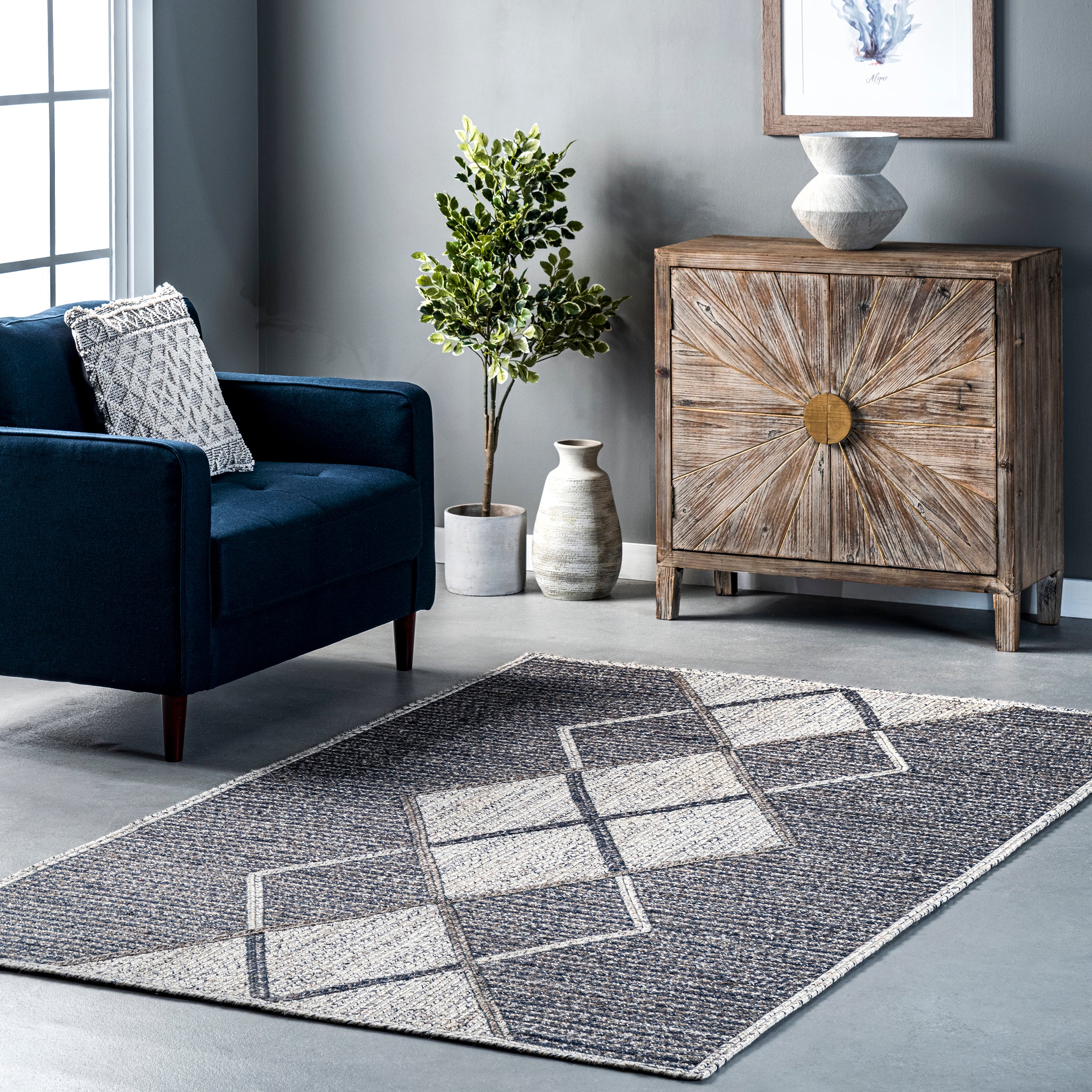Adria Diamond Blended Jute Area Rug - Image 2