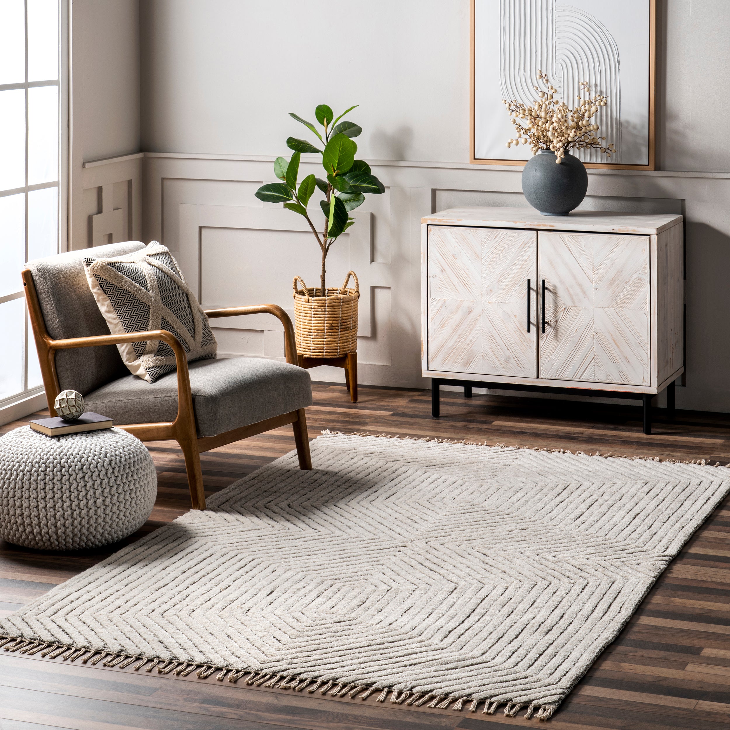 Sherrell Modern High/Low Tassel Area Rug - Image 2