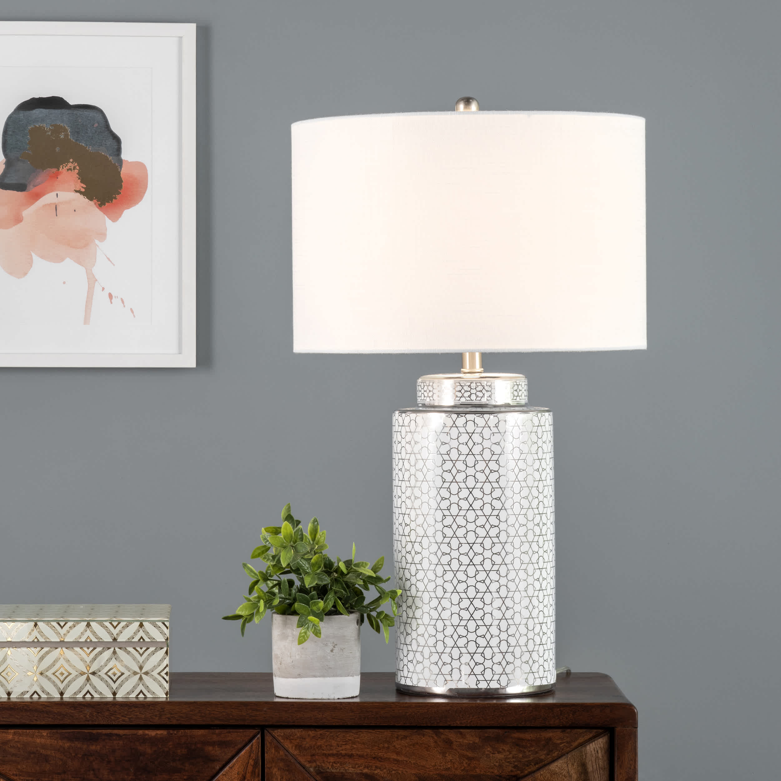 Austin 29 Ceramic Floral Trellis Table Lamp - Image 2