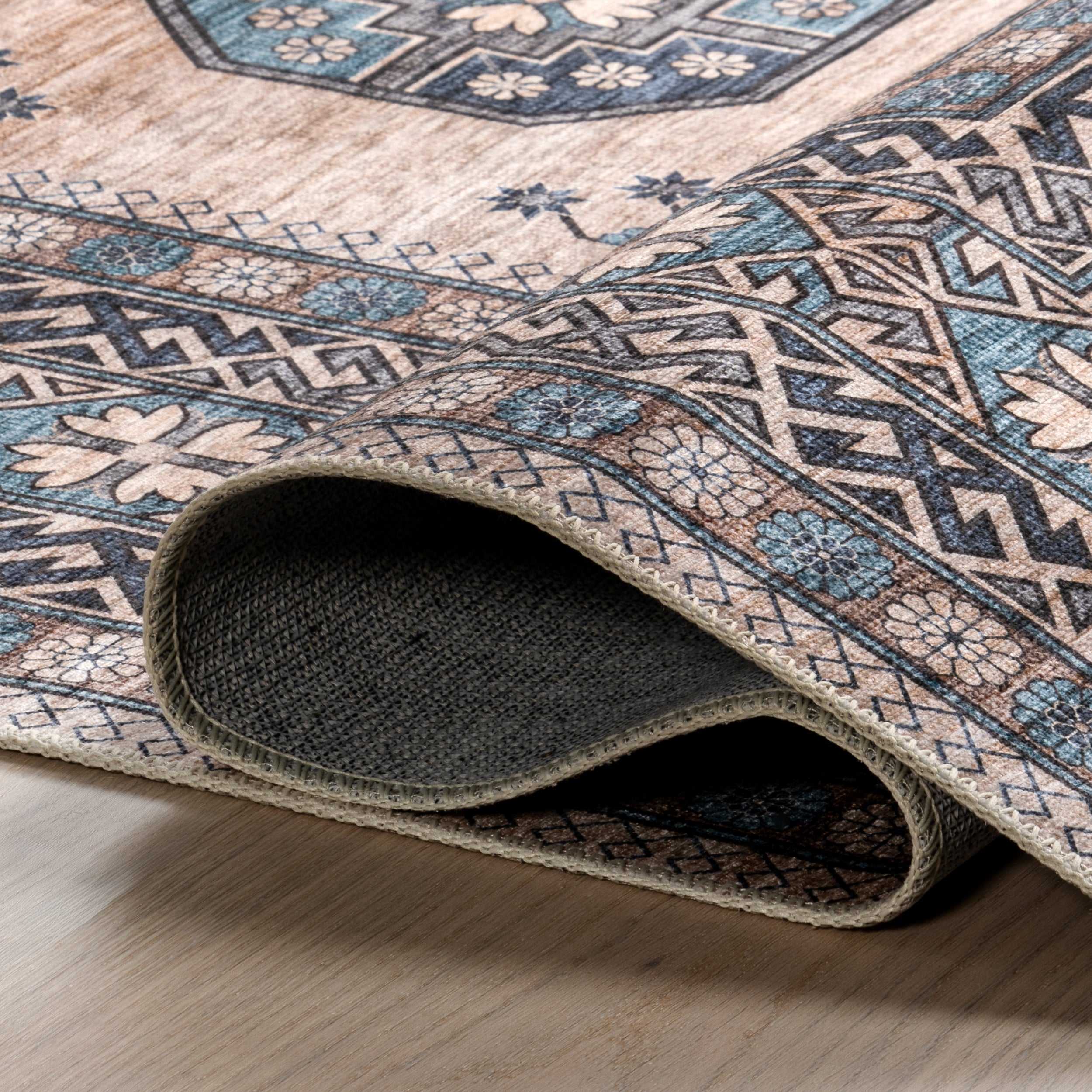 Idra Multi Medallion Stain-Resistant Machine Washable Area Rug - Image 4