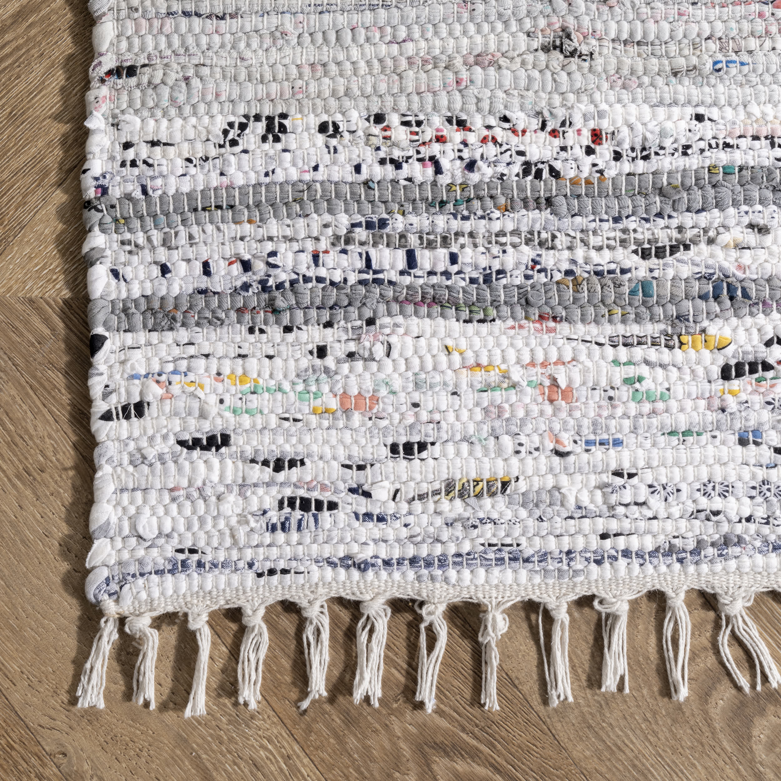 Seraphina Mottled Stipe Cotton Tassel Area Rug - Image 9