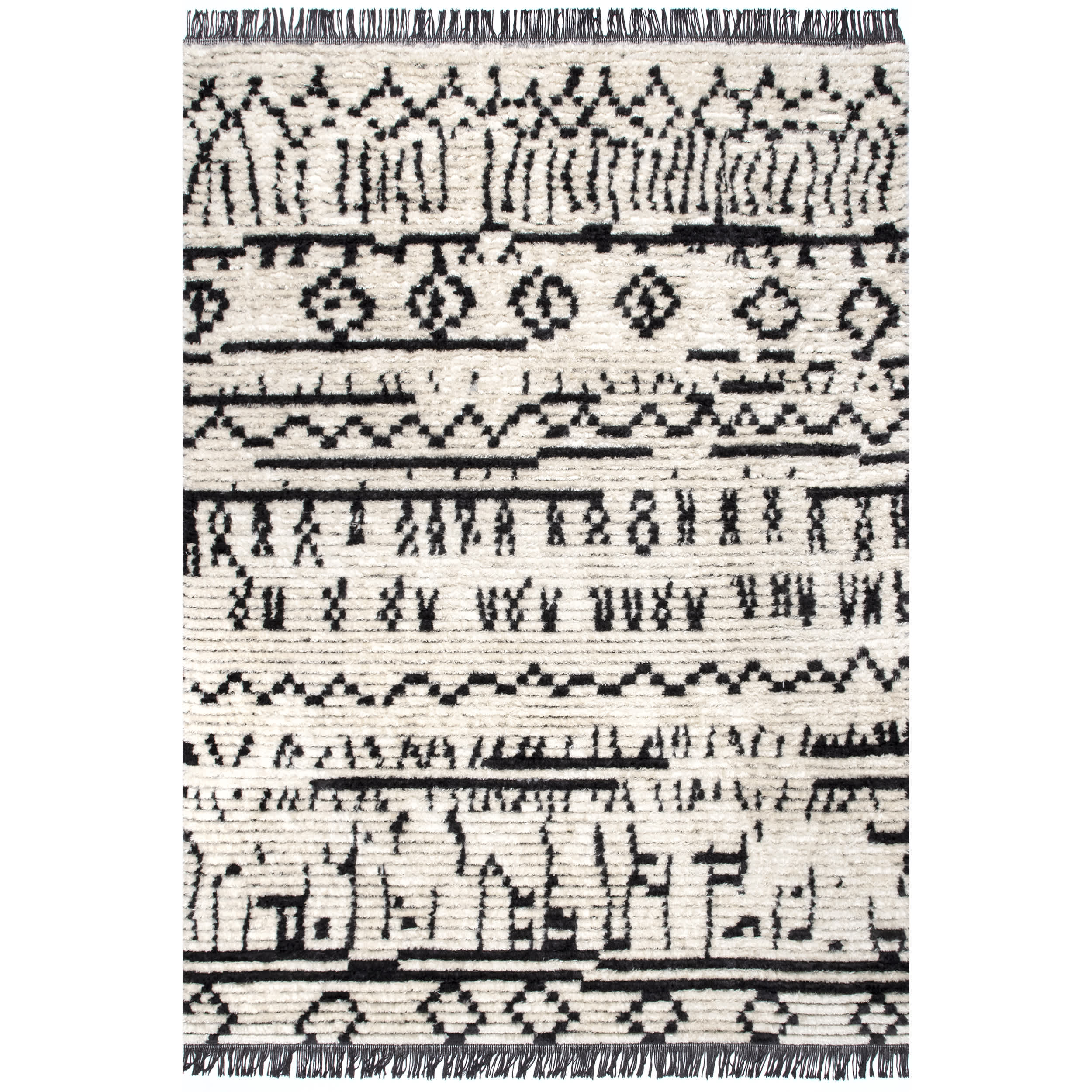 Tessa Tribal Soft Shag Fringe Area Rug
