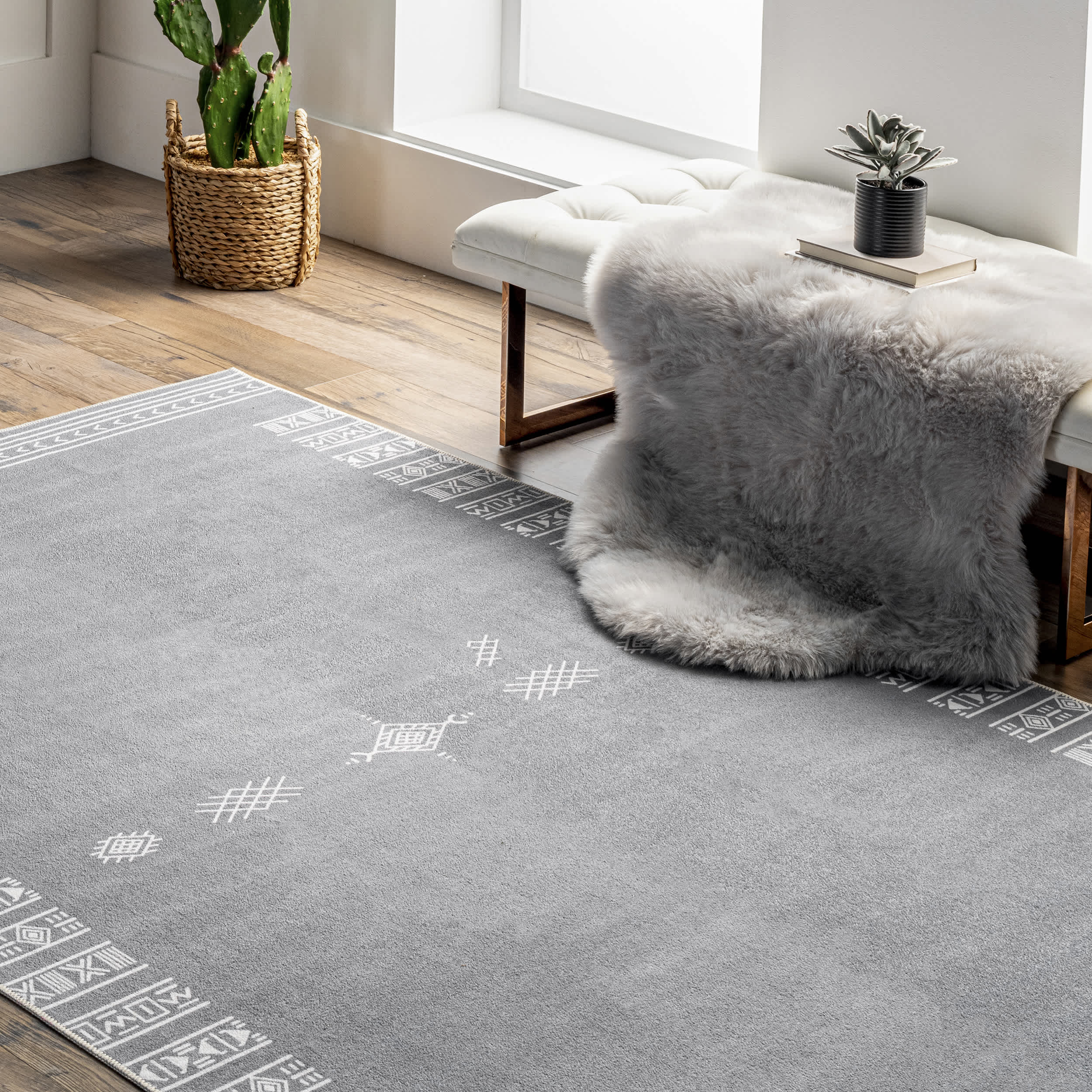 Arina Machine Washable Global Inspired Simplistic Tribal Area Rug - Image 19
