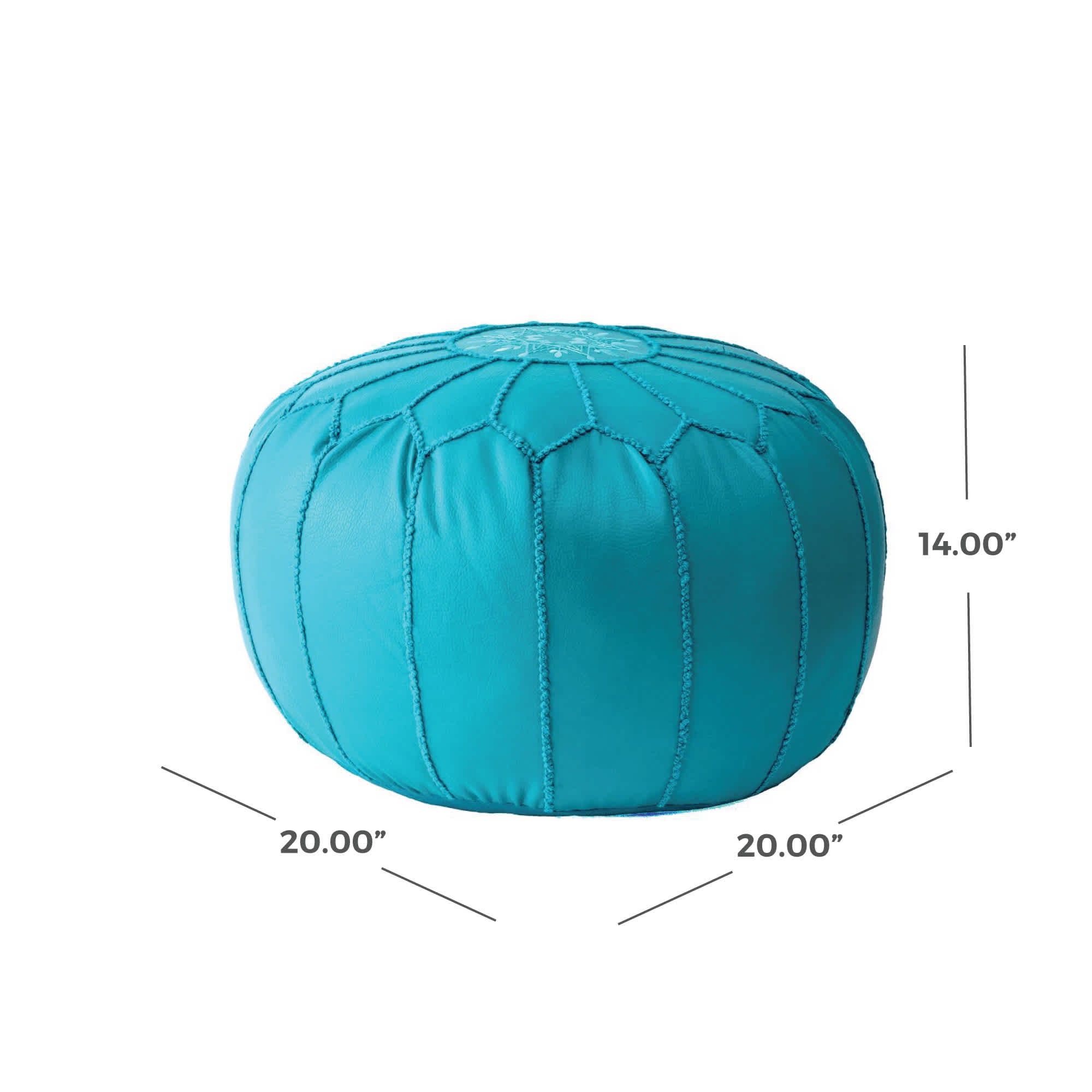Classic Moroccan Faux Leather Filled Ottoman Pouf - Image 6
