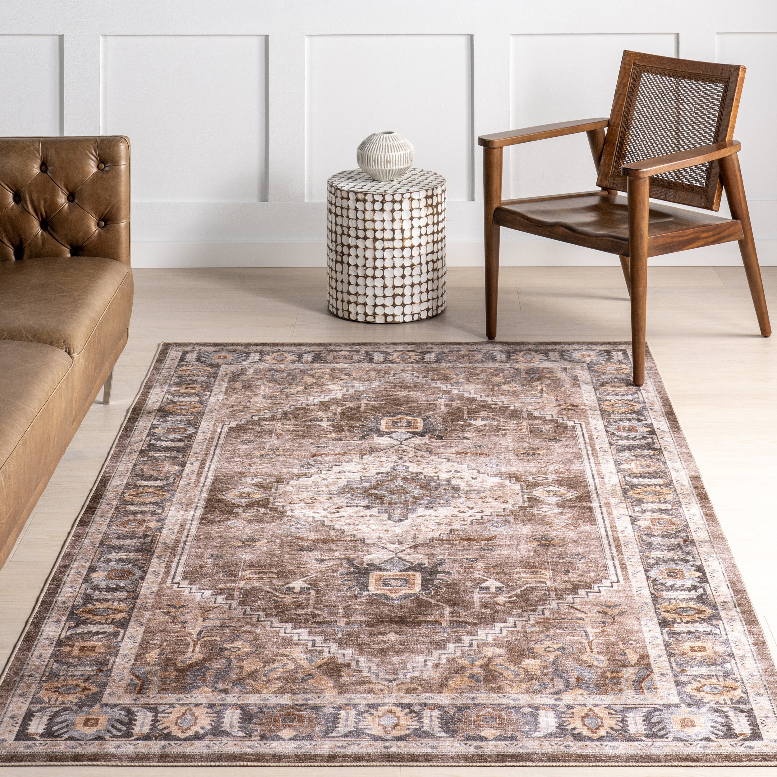 Prudence Medallion Spill Proof Machine Washable Area Rug - Image 9