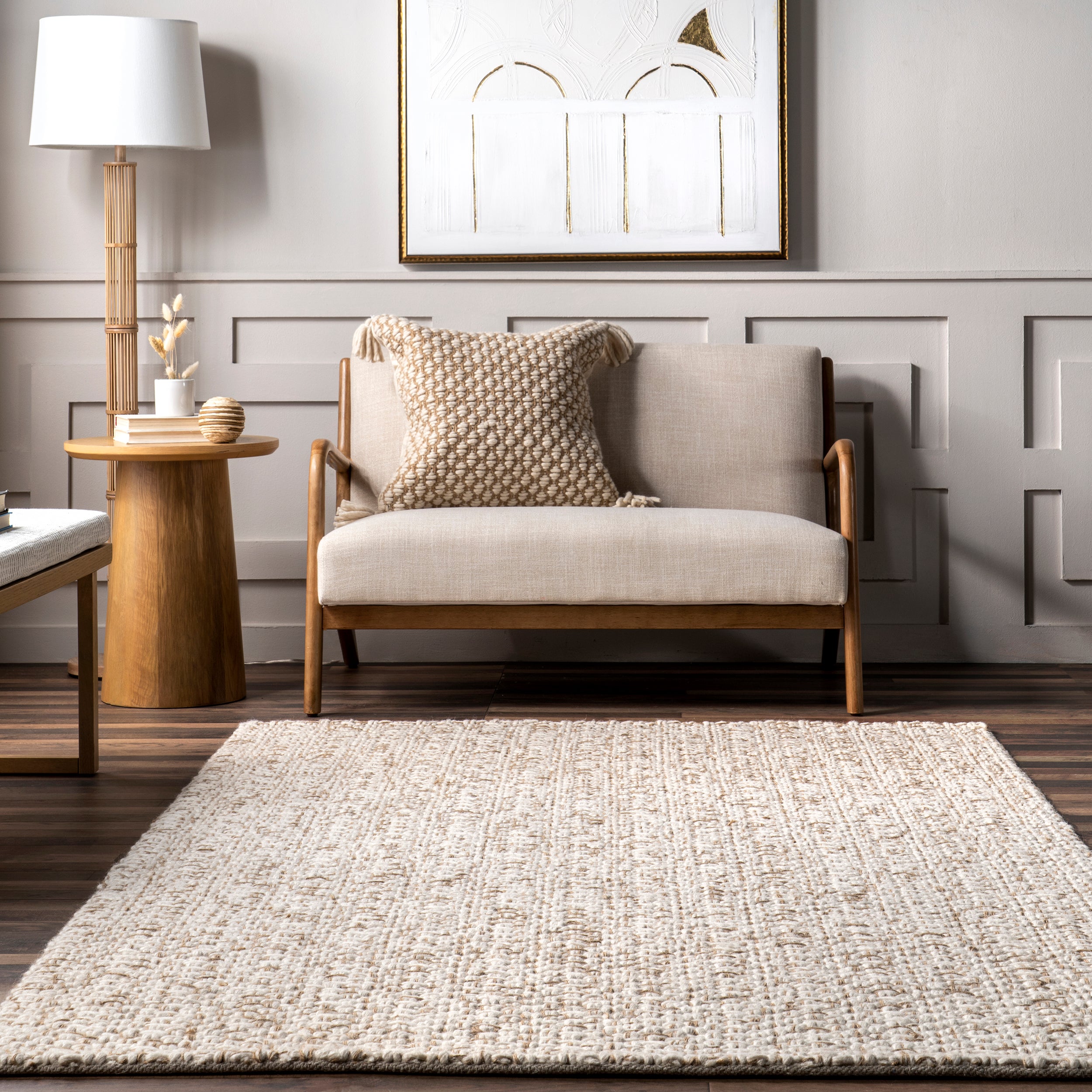 Enida Casual Farmhouse Wool Blend Area Rug - Image 8