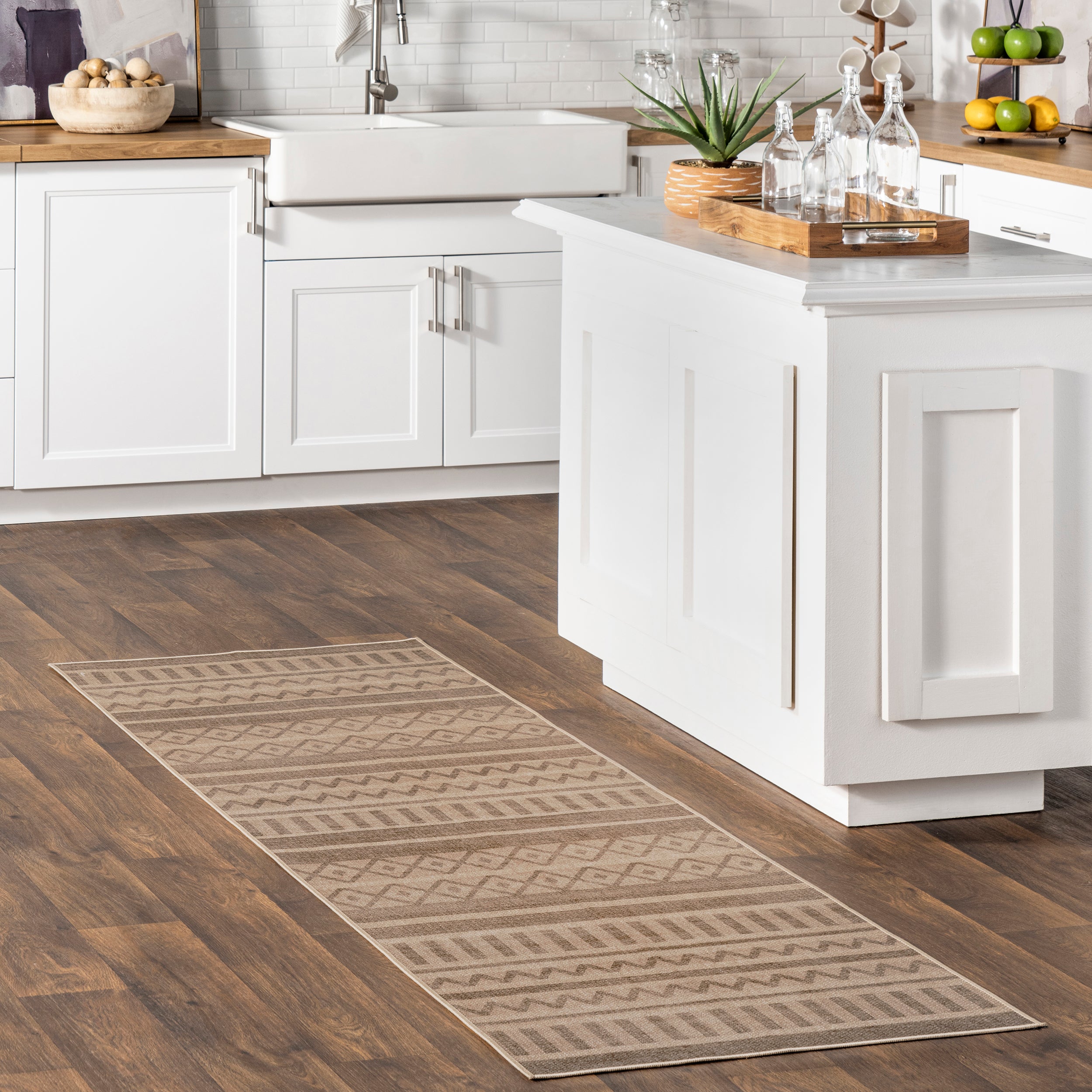 Pattie Geometric Banded Easy-Jute Machine Washable Area Rug - Image 10