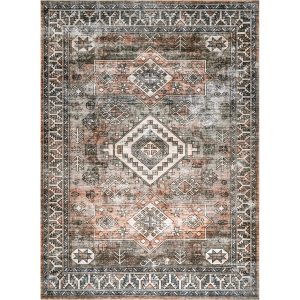 Bowie Machine Washable Tribal Pattern Area Rug