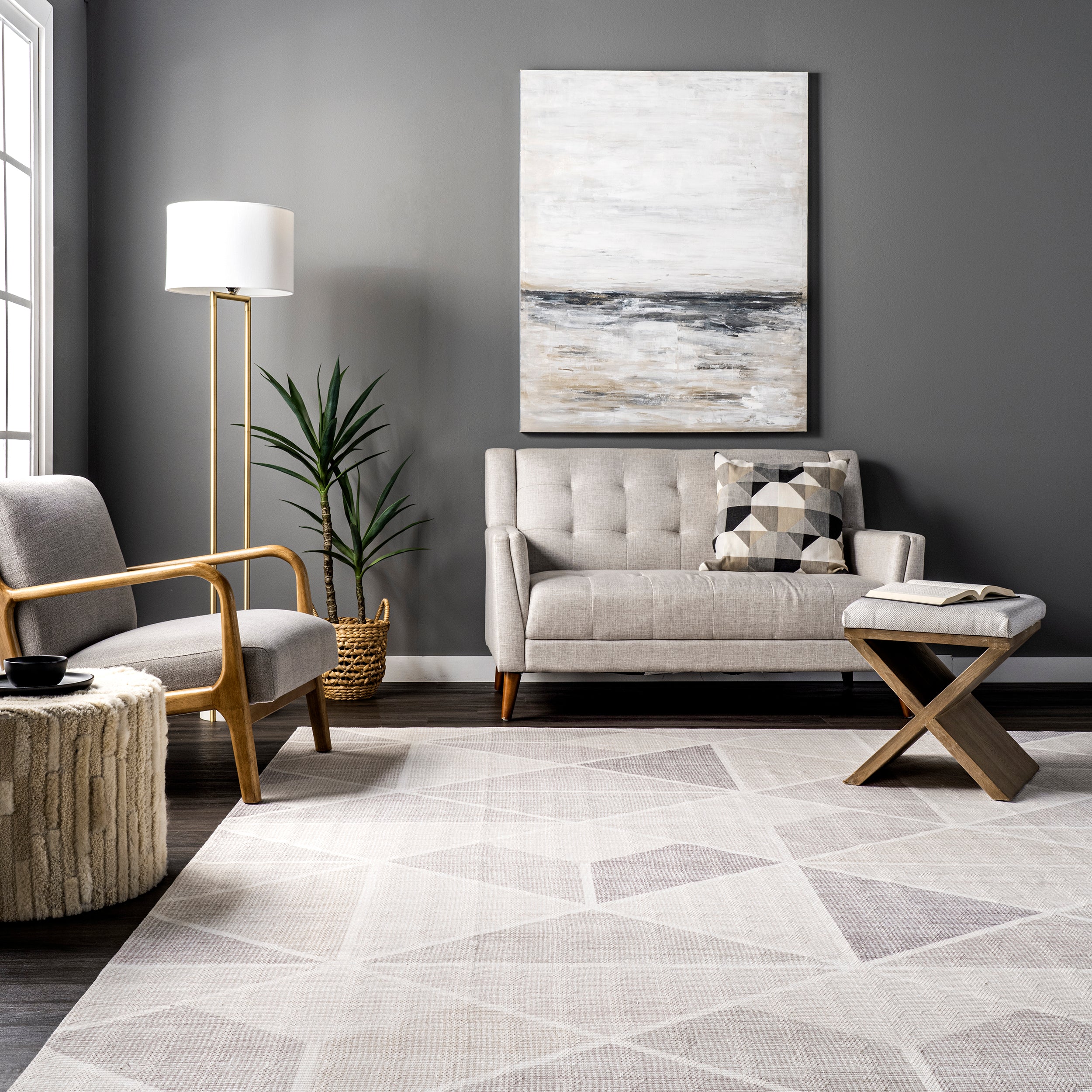 Marielle Diamond Tiles Machine Washable Area Rug - Image 8