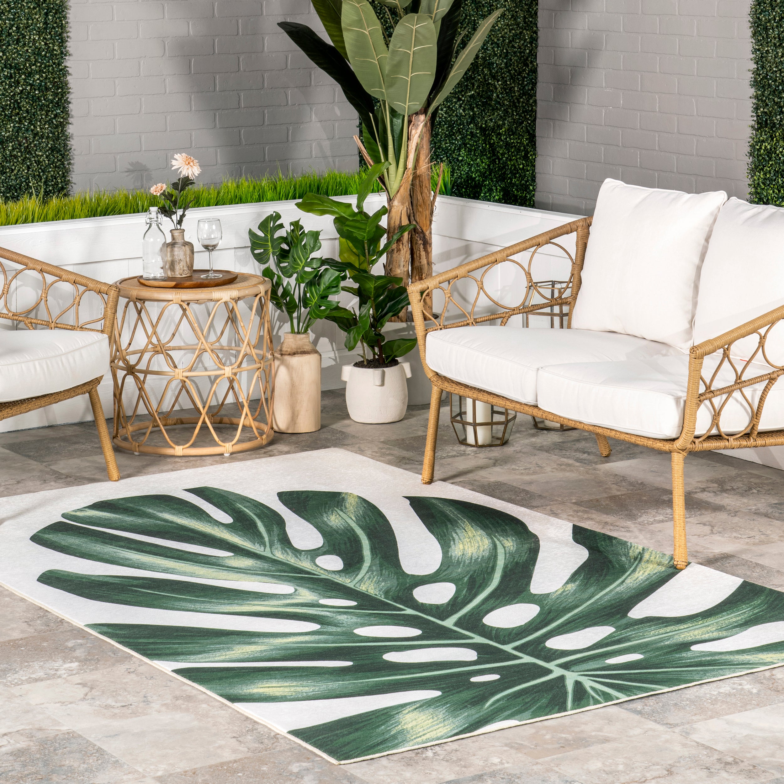 Taka Palm Indoor/Outdoor Machine Washable Area Rug - Image 2